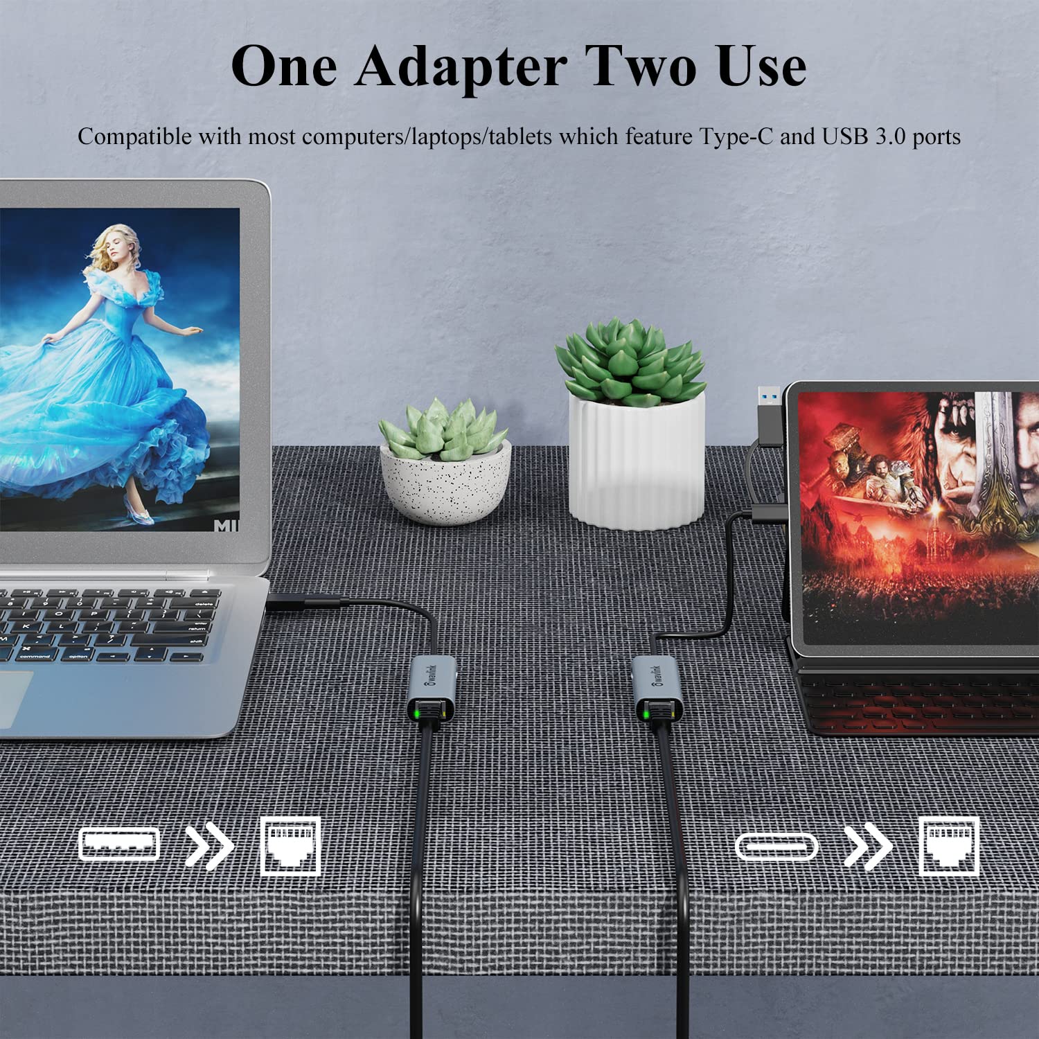 Wavlink USB C to Ethernet Adapter 2.5 Gbps, 2-in-1 USB to 2.5G Ethernet Adapter, USB-C to RJ45 Network Converter (Thunderbolt 4/3 Compatible), Aluminum Case for Windows, Mac OS, iPad OS and More. 2.5GbE - Image 5