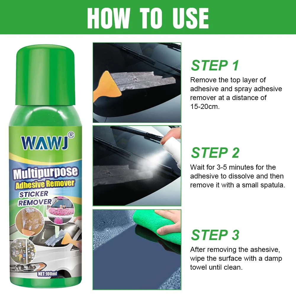 WAWJ® Label Remover, Multi-Purpose Adhesive Remover and Abrasion-Resistant Cleaner with Scraper, Quickly Removes Stubborn Labels, Adhesive Residues and Stickers from All Smooth Surfaces - Image 6