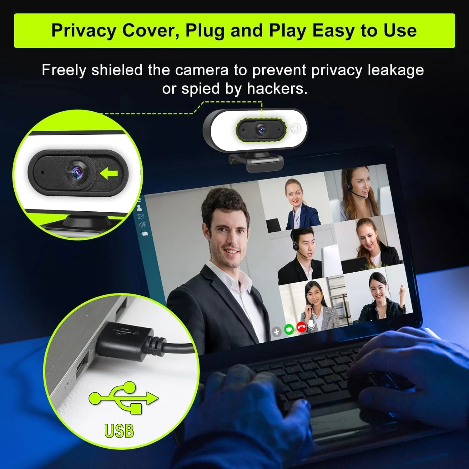 Webcam with Ring Light Microphone - Streaming Web Camera, 1080P Full HD Pro Camera for PC Mac Laptop Desktop, USB Computer Webcam with Privacy Cover and Tripod for Zoom Meeting Skype Teams Twitch Webcam with Light & Cover & Tripod - Image 6