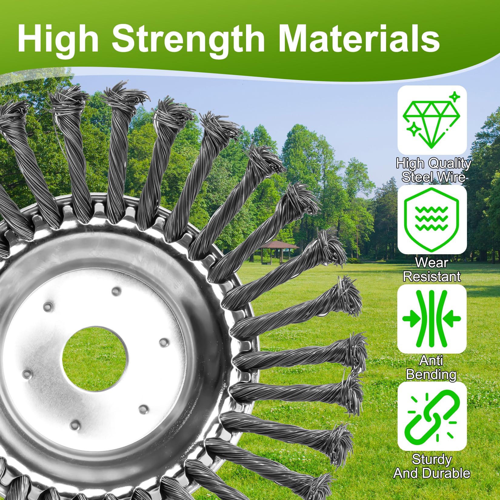 Weed Brush Cutter, Wild Herb Brush for Brush Cutter, 8 Inch Professional Weed Brush for Grass Trimmer, 25 mm Bore Steel Brush for Lawn Mower Brush, Removal of Weeds and Moss (8 Inches) 8 inches - Image 3