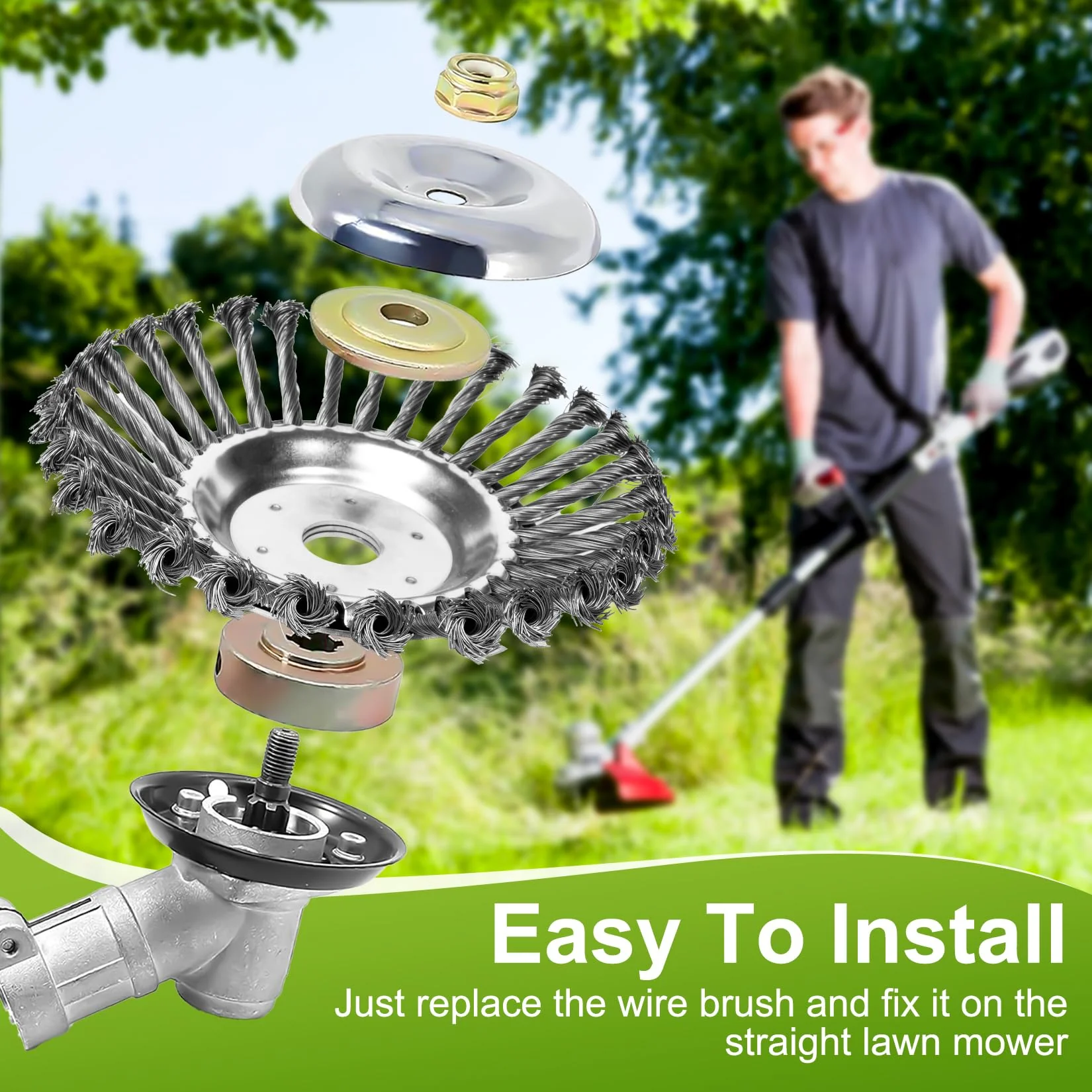 Weed Brush Cutter, Wild Herb Brush for Brush Cutter, 8 Inch Professional Weed Brush for Grass Trimmer, 25 mm Bore Steel Brush for Lawn Mower Brush, Removal of Weeds and Moss (8 Inches) 8 inches - Image 5