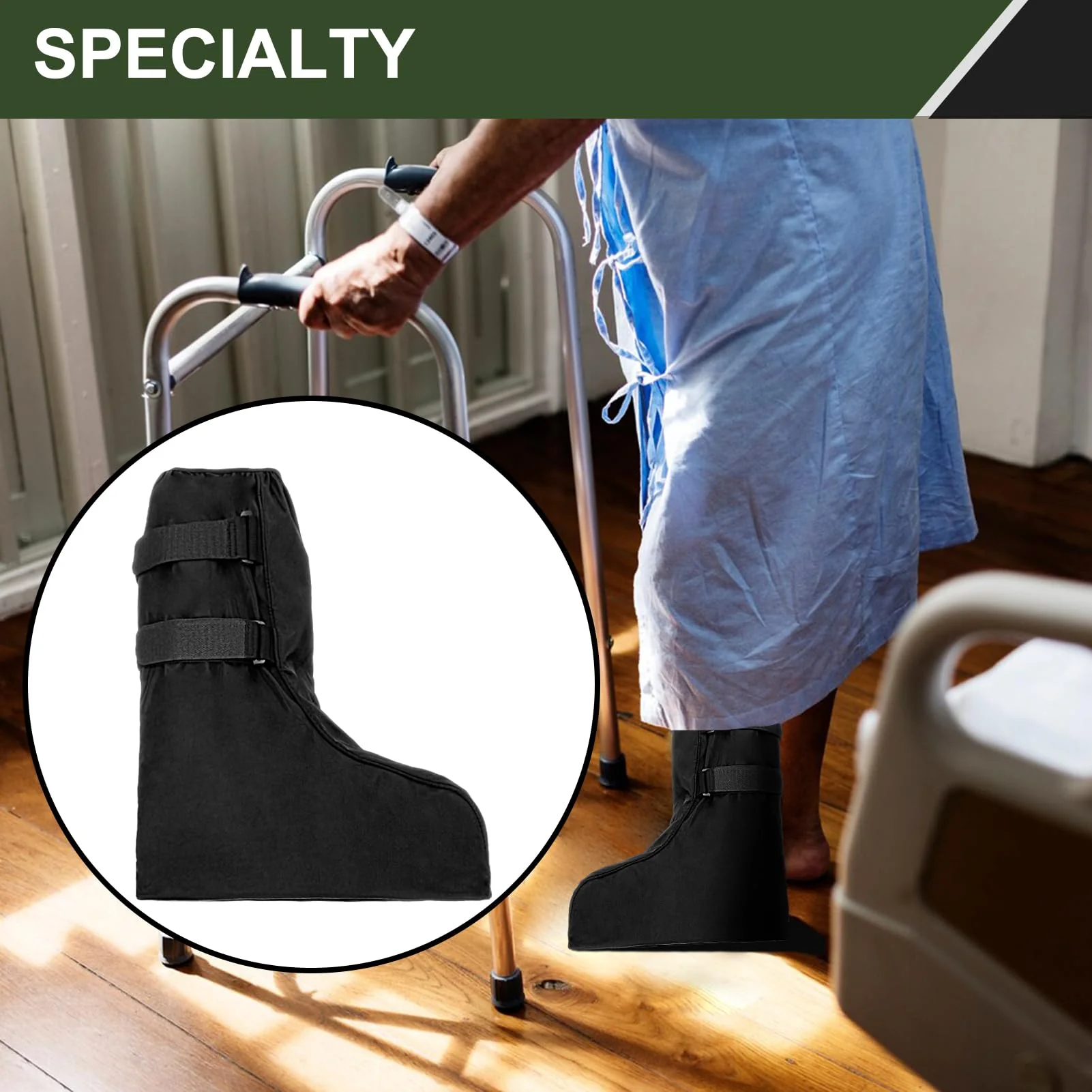 WEESTAAMO Medical Boot Cover Shoe Covers Waterproof Air Cam Walker Fracture Boots Medical Orthopaedic Boots for Foot and Sprained Ankle (M) M - Image 6