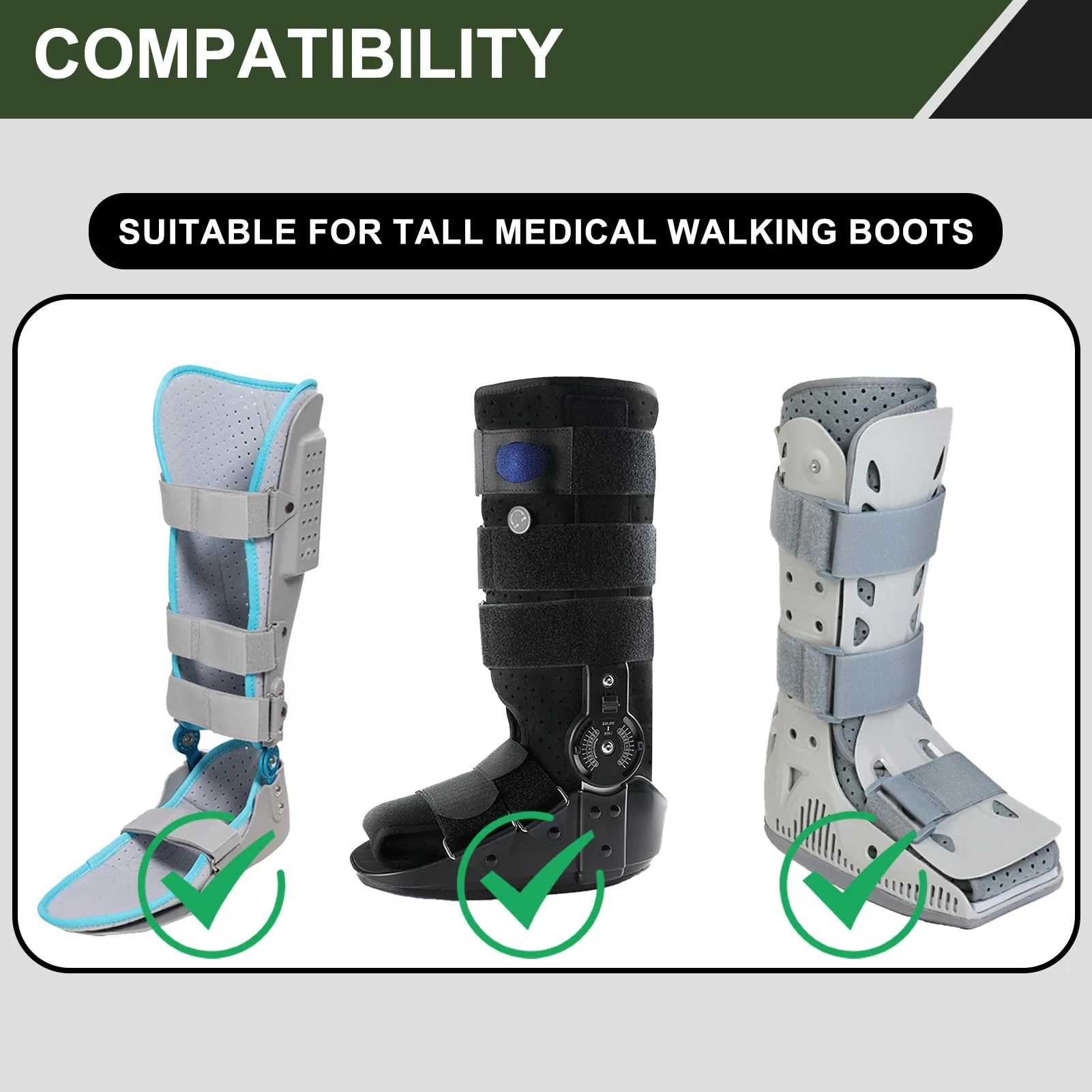 WEESTAAMO Medical Boot Cover Shoe Covers Waterproof Air Cam Walker Fracture Boots Medical Orthopaedic Boots for Foot and Sprained Ankle (M) M - Image 7