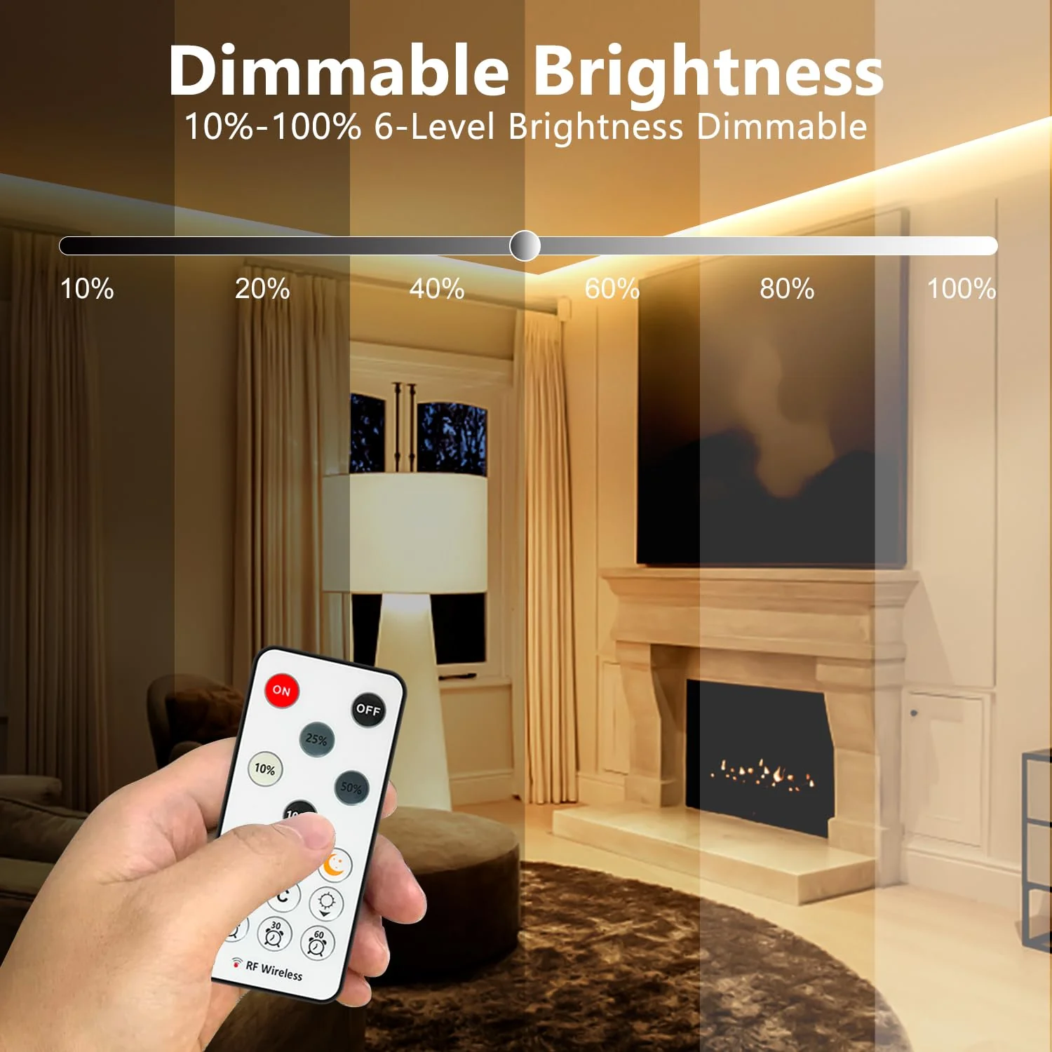 Wefomey 65.6ft COB LED Strip Light with Remote, 3000K Dimmable Bright Warm White Led Lights Strip, Flexible DC24V Led Tape Light for Bedroom, Kitchen, DIY Lighting (2 Rolls of 32.8ft) 65.6Ft-3000K Warm White - Image 2
