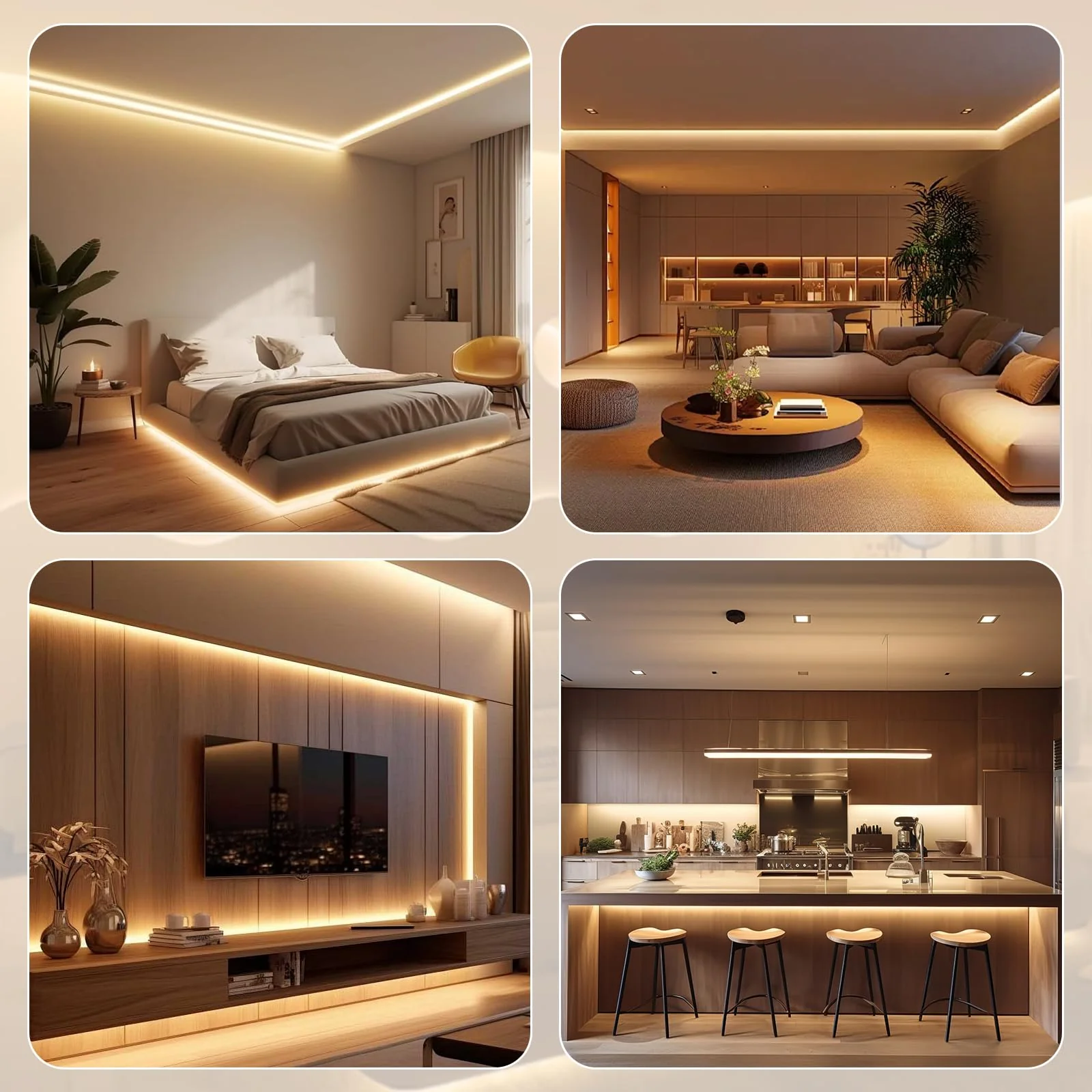 Wefomey 65.6ft COB LED Strip Light with Remote, 3000K Dimmable Bright Warm White Led Lights Strip, Flexible DC24V Led Tape Light for Bedroom, Kitchen, DIY Lighting (2 Rolls of 32.8ft) 65.6Ft-3000K Warm White - Image 8