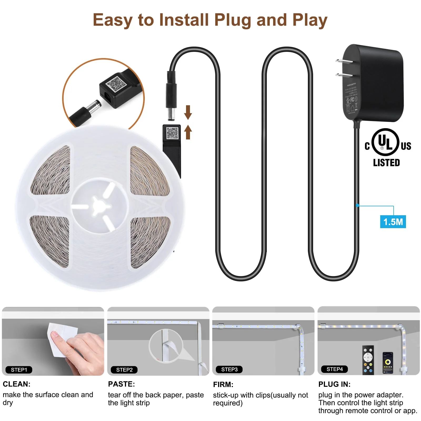 Wefomey White LED Strip Lights, Upgraded 100ft Dimmable 2700K-6500K Bright 24V LED Light Strip with Remote and App Control, 1440 LEDs Flexible Tape Lights for Living Room, Bedroom, Kitchen, Ceiling 100FT/2700K-6500K Tunable White - Image 7