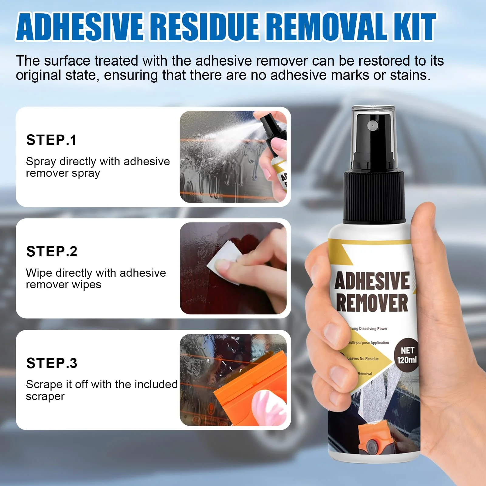 WEILAOK Adhesive Remover, Super Glue Remover, Label Remover, Quick Dissolve, Glue Remover Quickly Removes Stubborn Labels, Adhesive Residue -120 ml + Adhesive Removal Wipes x 36 - Image 5