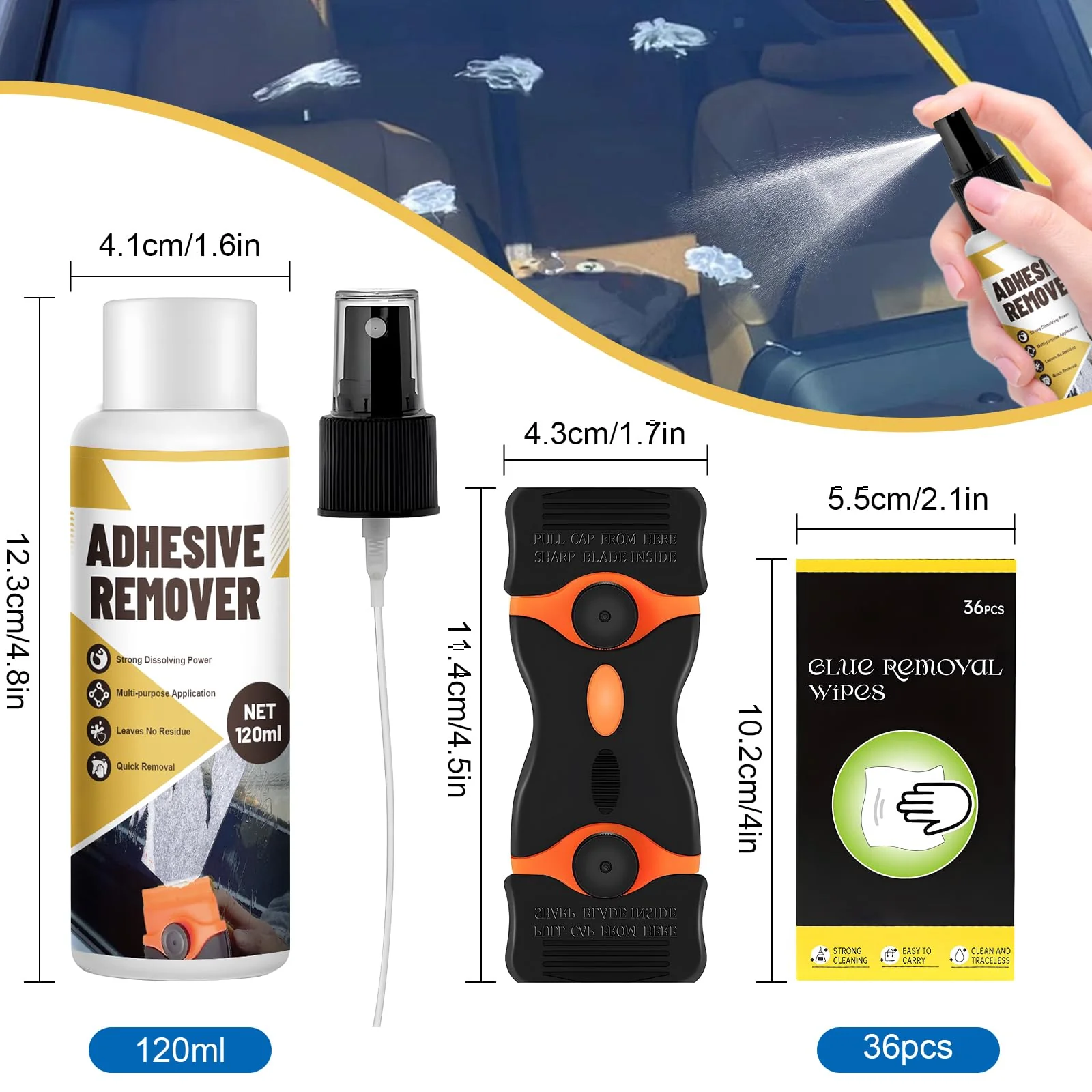 WEILAOK Adhesive Remover, Super Glue Remover, Label Remover, Quick Dissolve, Glue Remover Quickly Removes Stubborn Labels, Adhesive Residue -120 ml + Adhesive Removal Wipes x 36 - Image 7
