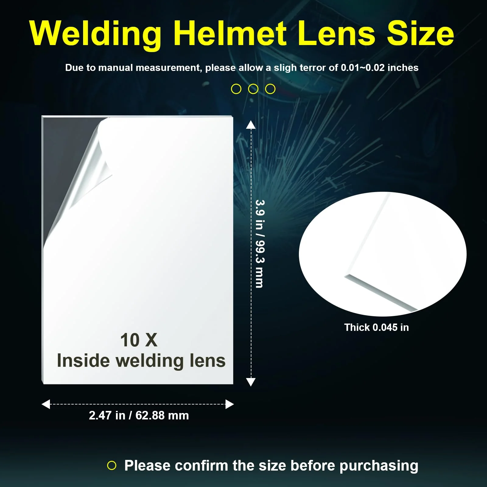 Welding Helmet Lens for ESAB Sentinel A50 Welding Helmet Hood Cover Clear Inside Lenses Replacement 0700000808, 10 Pack - Image 3