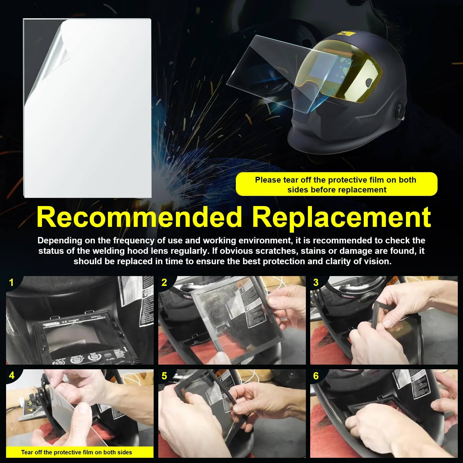 Welding Helmet Lens for ESAB Sentinel A50 Welding Helmet Hood Cover Clear Inside Lenses Replacement 0700000808, 10 Pack - Image 5