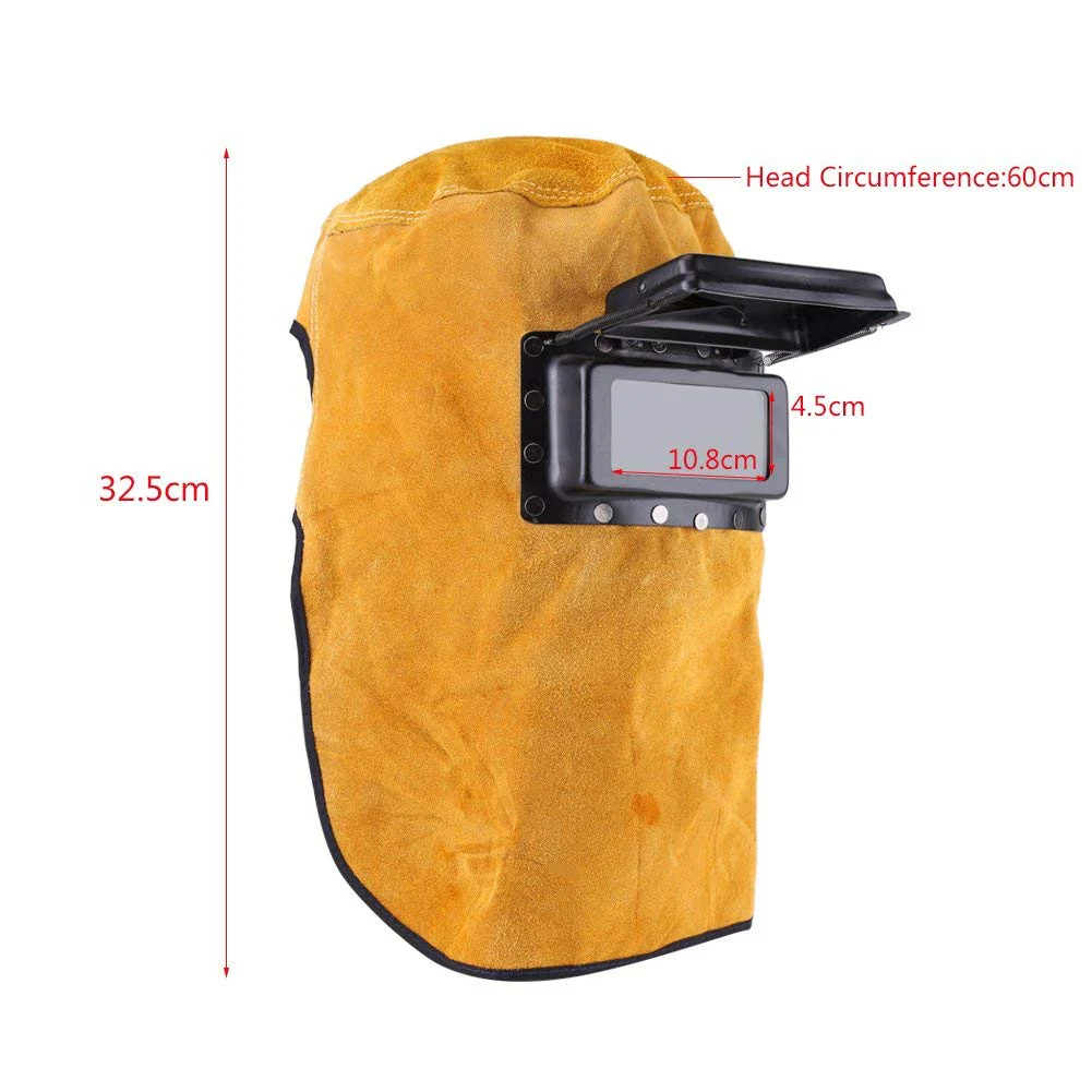 Welding Helmet Mask with Lens, Leather Welding Hood Work Hat, Adjustable Welding Helmet Mask, Sweat Absorption, Heat Resistant, Breathable, for Welding Workplaces - Image 4