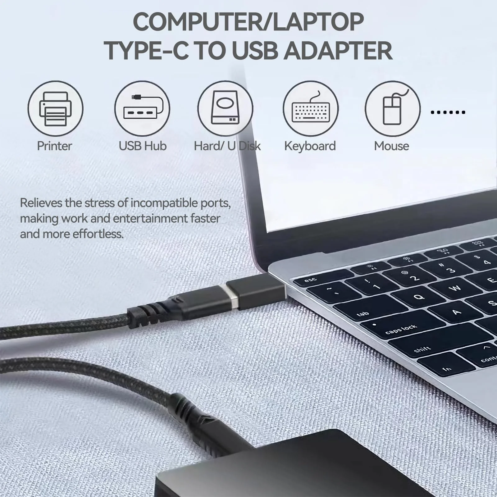 Welldiea USB C to USB Adapter 4 Pack, Type C Male to USB 3.0 Female OTG Converter,Thunderbolt 4/3 to USB Adapter for iPhone 15 Pro Max Plus,MacBook Pro Air,Samsung Galaxy,iPad (Black) Black - Image 3