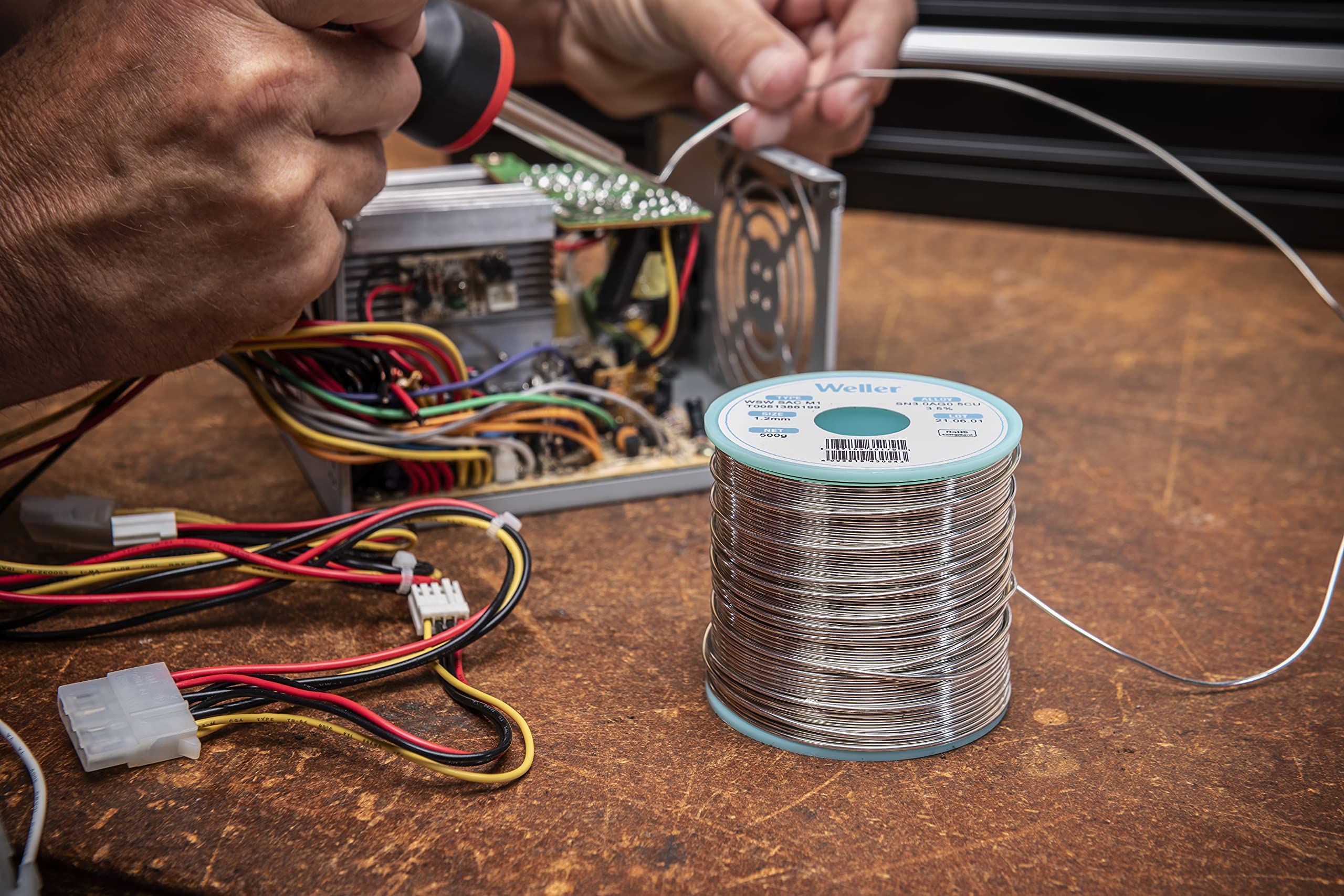 Weller WSW SCN M1 (T0051404399) Lead Free Solder Wire, Dia: 0.8 mm / 0.039 in, Wt: 100 g / 3.527 oz, Alloy Sn99.3Cu0.6Ni0.05, Flux content 3.5% - Image 7