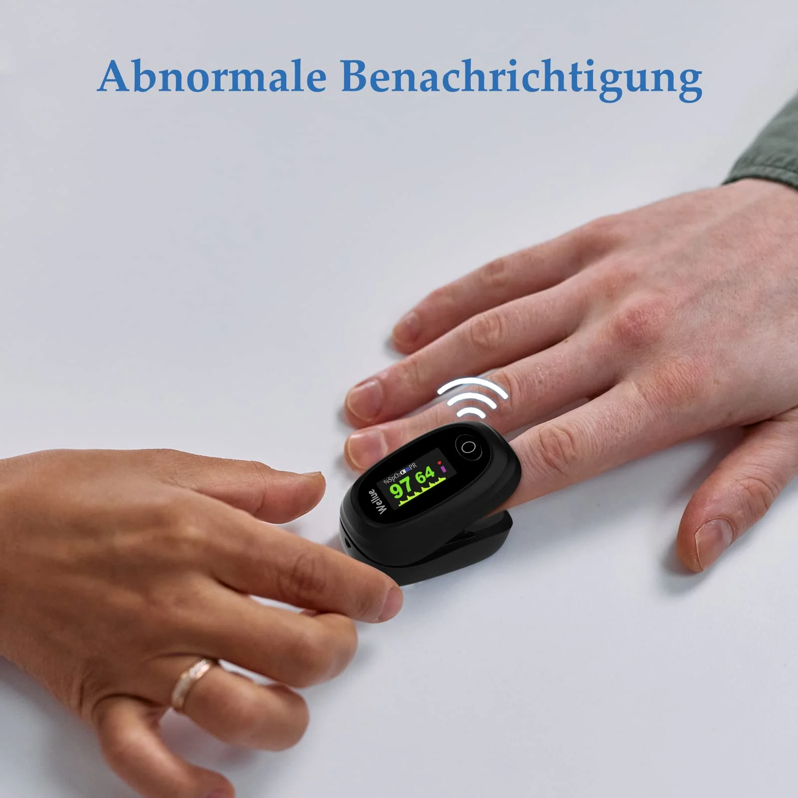 Wellue Pulse Oximeter Finger Oximeter with Bluetooth, Oxygen Monitor Finger Adult with App, Monitoring Blood Oxygen Saturation and Heart Rate, with Alarm and Battery - Image 4