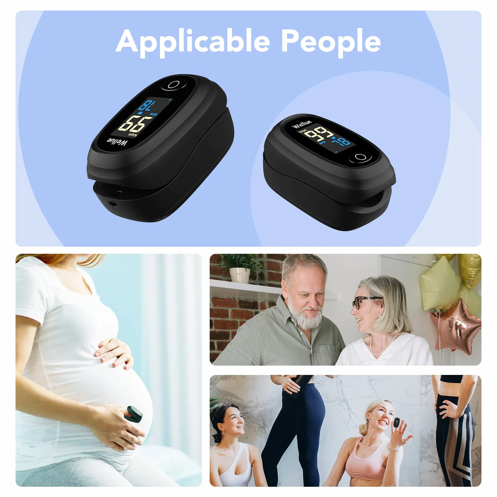 Wellue Pulse Oximeter, Oxygen Saturation Meter Finger, Portable Oxygen Saturation Monitor and Heart Rate Monitor, Automatic Measurement, Easy to Use, with Batteries - Image 6