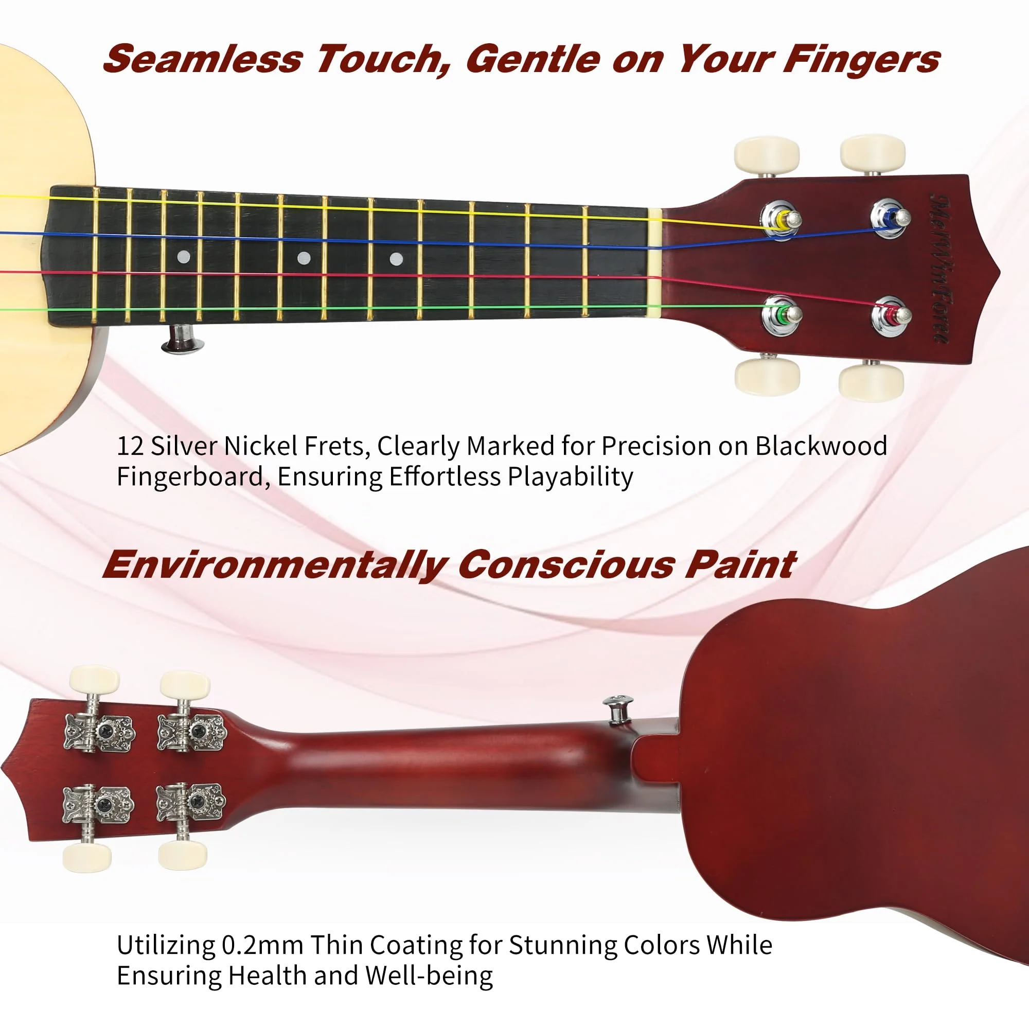 WelWinforee Soprano Ukulele 21 - Beginner Kit for Kids, Complete with Gig Bag, Strap, Tuner, Strings, Picks, Cloth - Ideal for Concerts, Left-Handed Players - Perfect Beginner Ukulele - Image 5