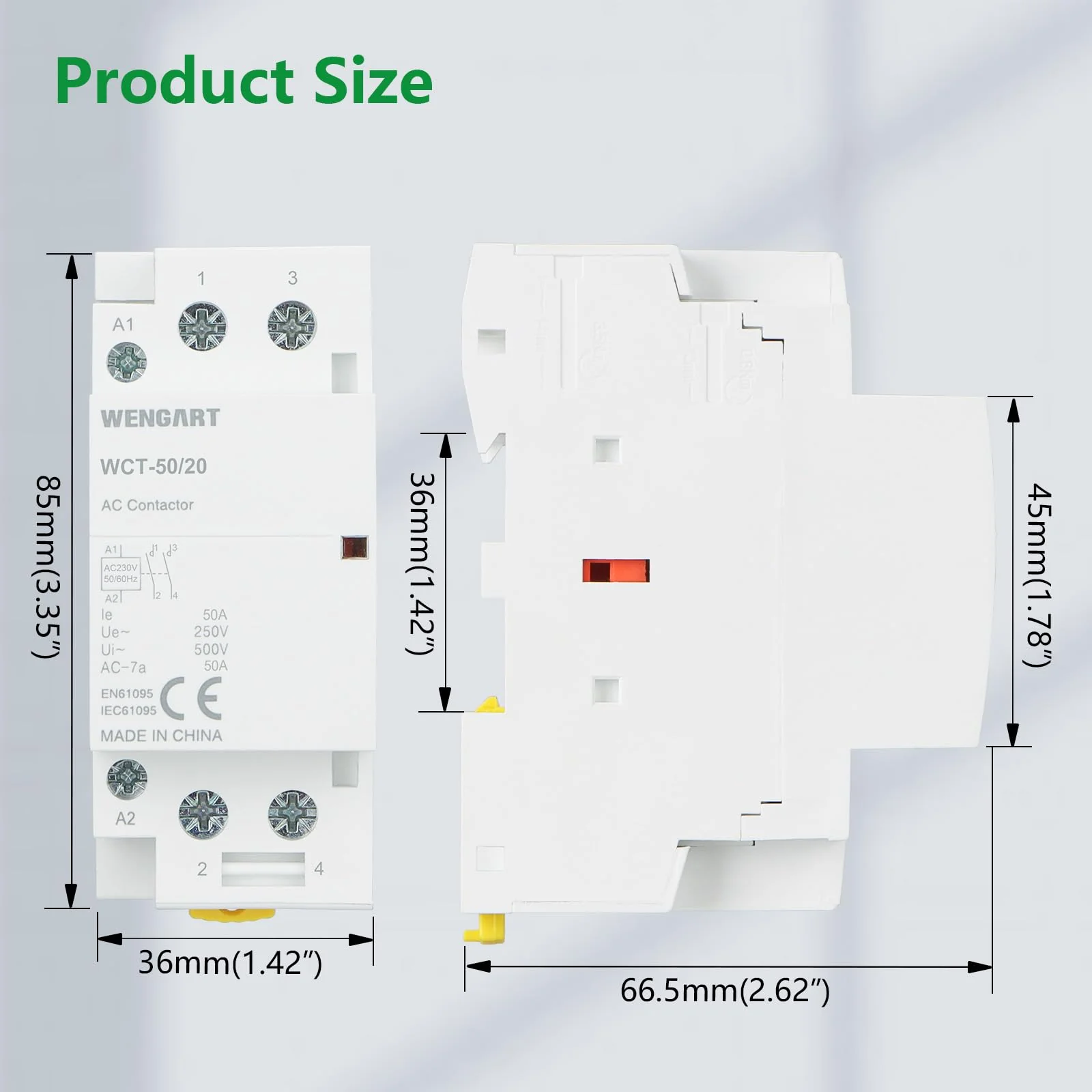 Wengart Compact AC Contactor WCT-50, White, AC230V, 50A, Built for Durability, Whisper Quiet Operation, Energy Saving, with Additional Functions for Household Appliances (2NO) 2NO - Image 8