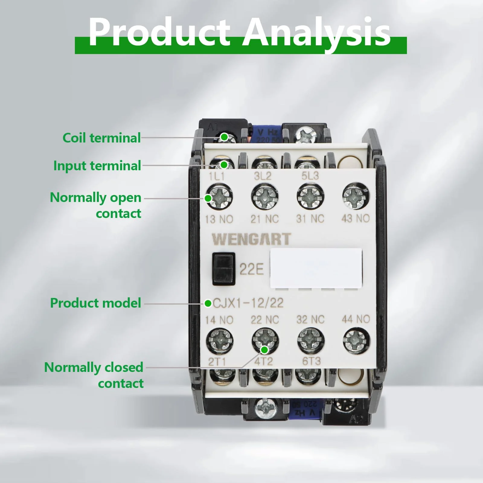 Wengart Engine Starter Contactor CJX1, AC220V 2NO2NC 12A An Important Part of Industrial Control Systems 12A_AC220V - Image 4