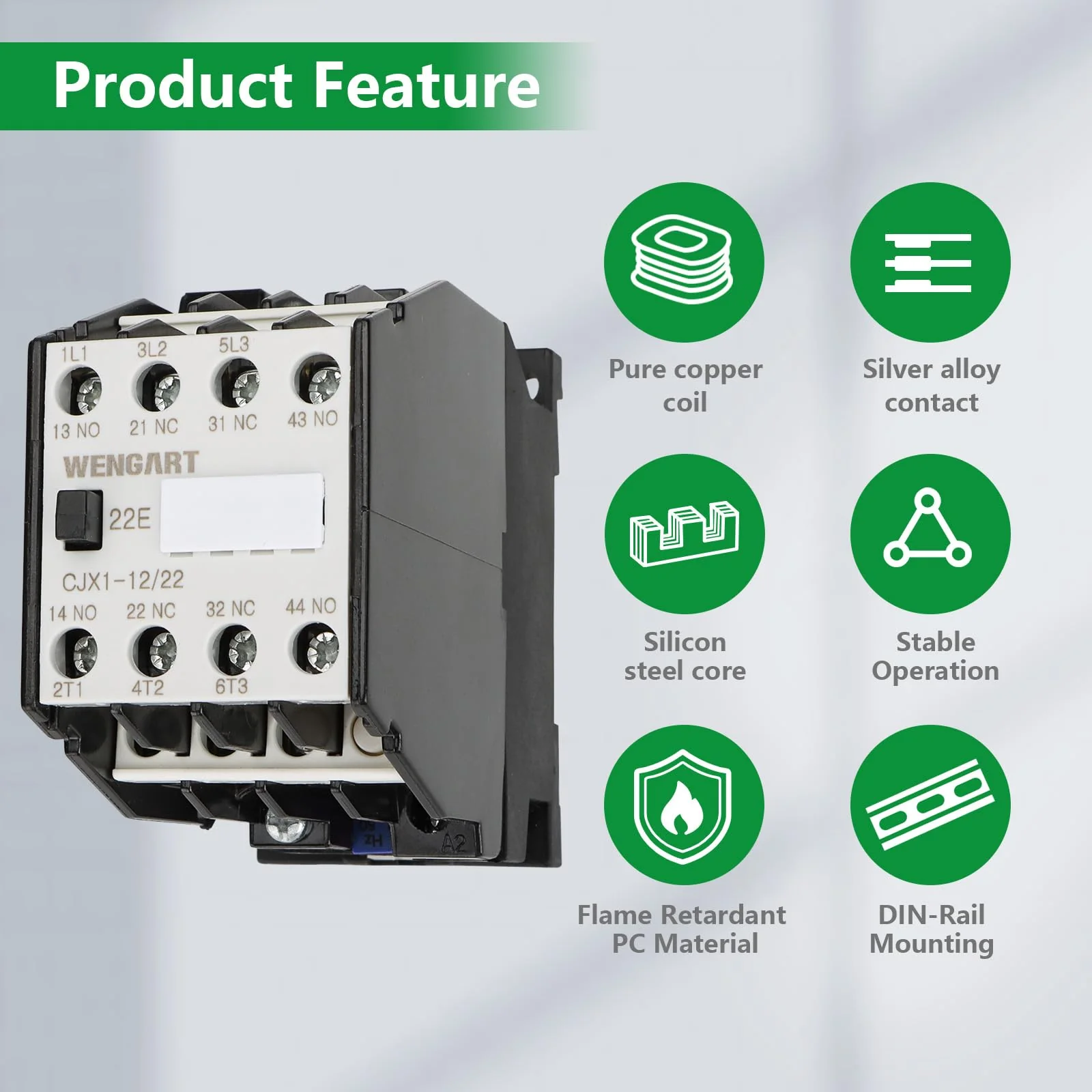 Wengart Engine Starter Contactor CJX1, AC220V 2NO2NC 12A An Important Part of Industrial Control Systems 12A_AC220V - Image 6