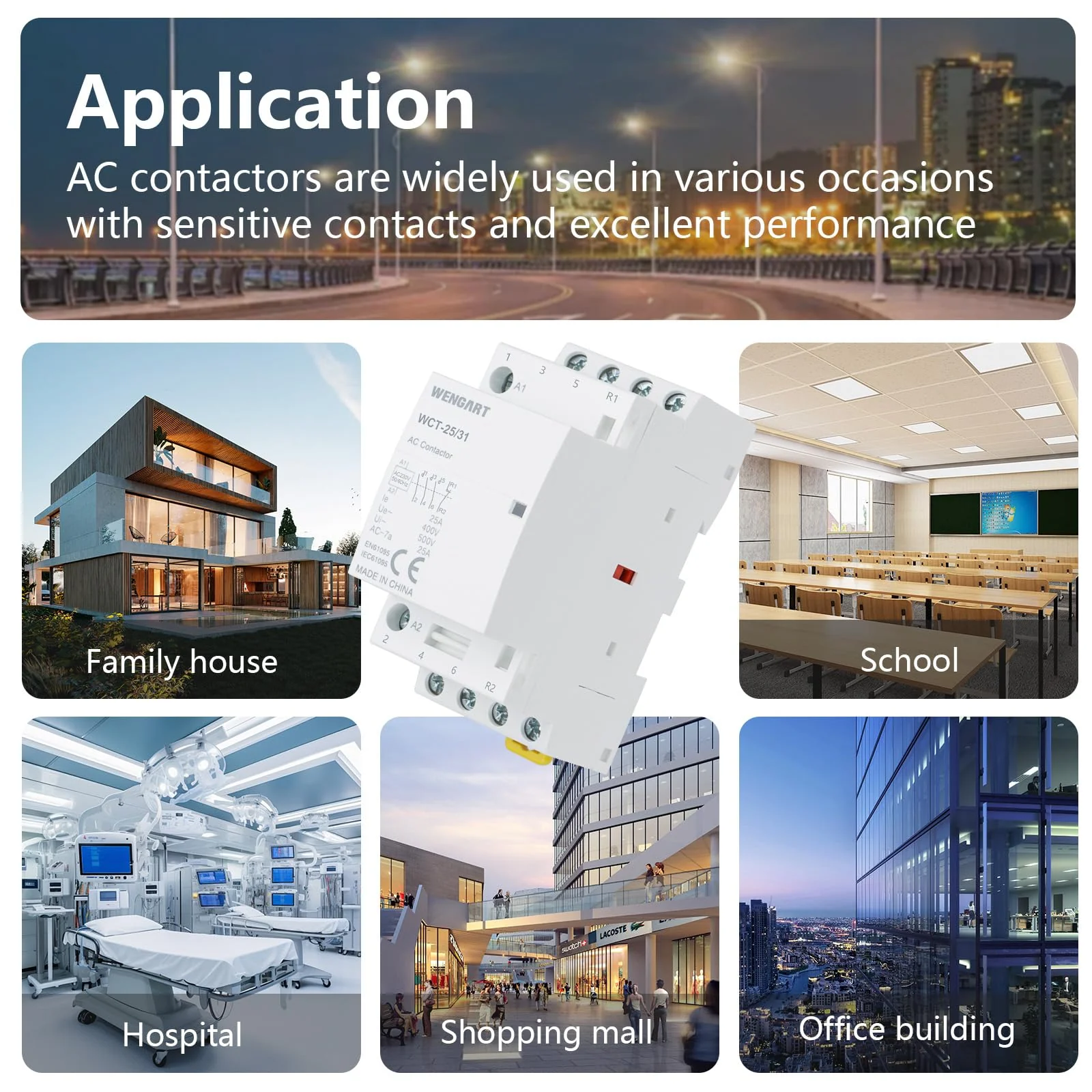 Wengart Household Contactor WCT-25, 3NO1NC, AC230V 25A, Precise Control, High Efficiency and Energy Saving Improve the Efficiency of the Electrical System - Image 5