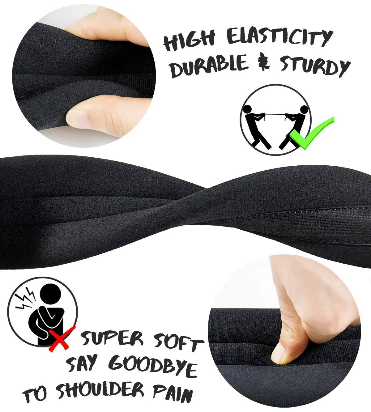 Wepop Guitar Strap Elastic Soft Comfortable Neoprene Leather 3.4in Bass Acoustic Electric Guitar (391) Black-391 - Image 4