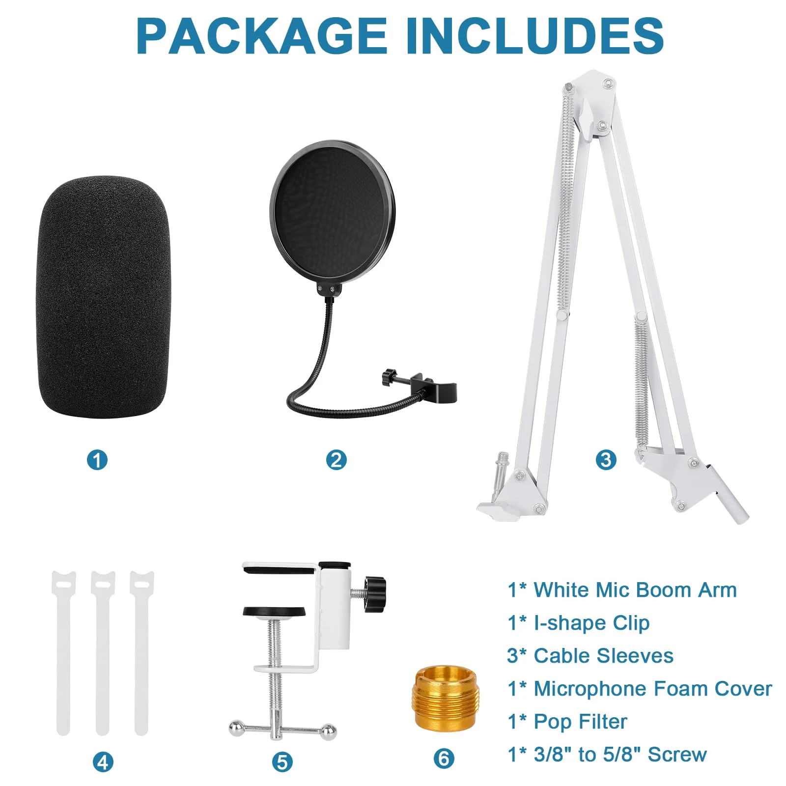 White Boom Arm for Hyperx Quadcast S, Adjustable Hyperx Quadcast White Mic Stand Microphone Arm Compatible with Hyperx Quadcast with Pop Filter,Mic Cover, By ChromLives White Boom Arm for Hyperx Quadcast S - Image 7