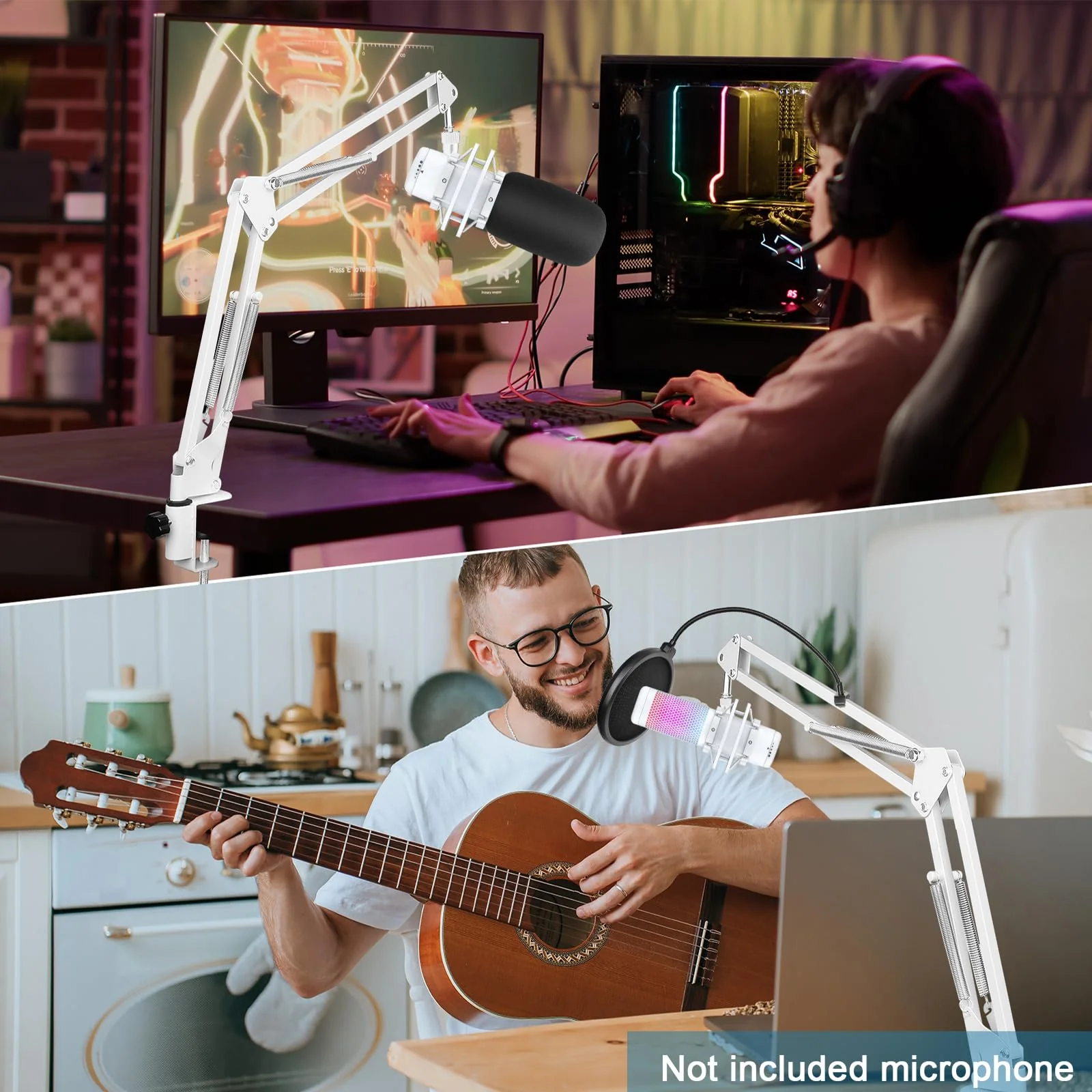 White Boom Arm for Hyperx Quadcast S, Adjustable Hyperx Quadcast White Mic Stand Microphone Arm Compatible with Hyperx Quadcast with Pop Filter,Mic Cover, By ChromLives White Boom Arm for Hyperx Quadcast S - Image 8
