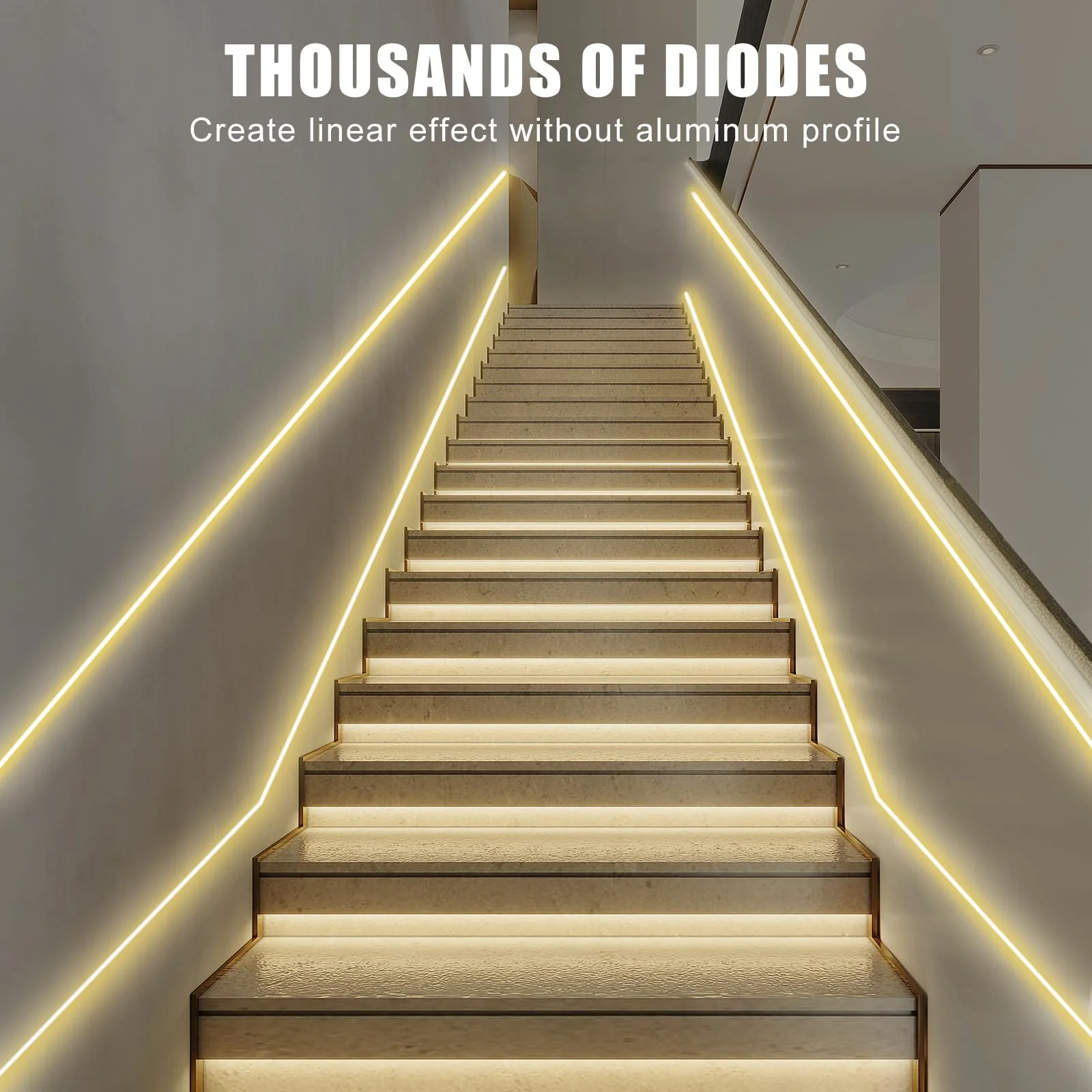 White COB Led Strip Lights Max with RF Remote, 16.4ft 3000K Dimmable Ultra Bright Warm White COB Light Strip, Adhesive Indoor COB Led Lights for Living Room, Shelf, Cabinet 3000K-Warm White - Image 3