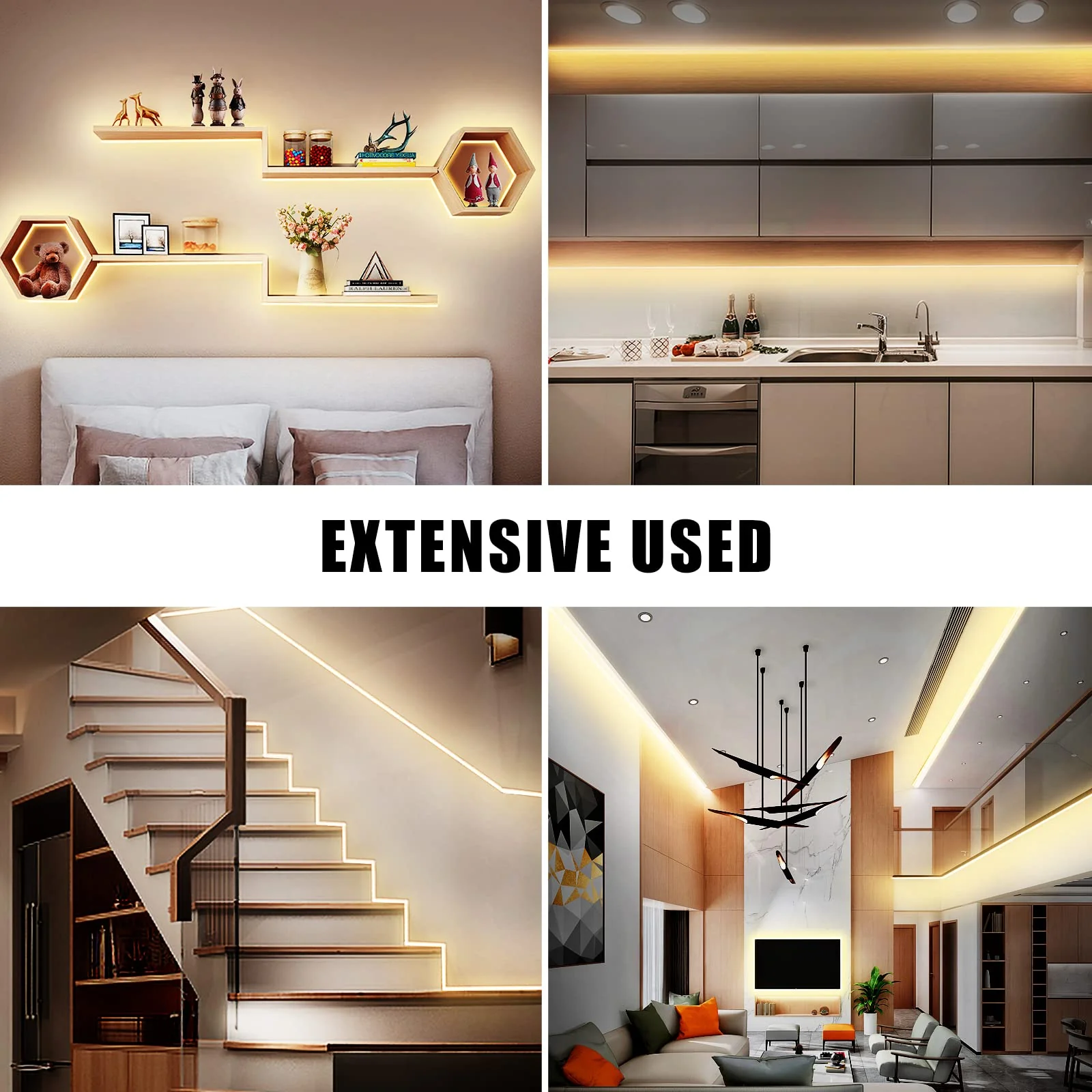 White COB Led Strip Lights Max with RF Remote, 16.4ft 3000K Dimmable Ultra Bright Warm White COB Light Strip, Adhesive Indoor COB Led Lights for Living Room, Shelf, Cabinet 3000K-Warm White - Image 7