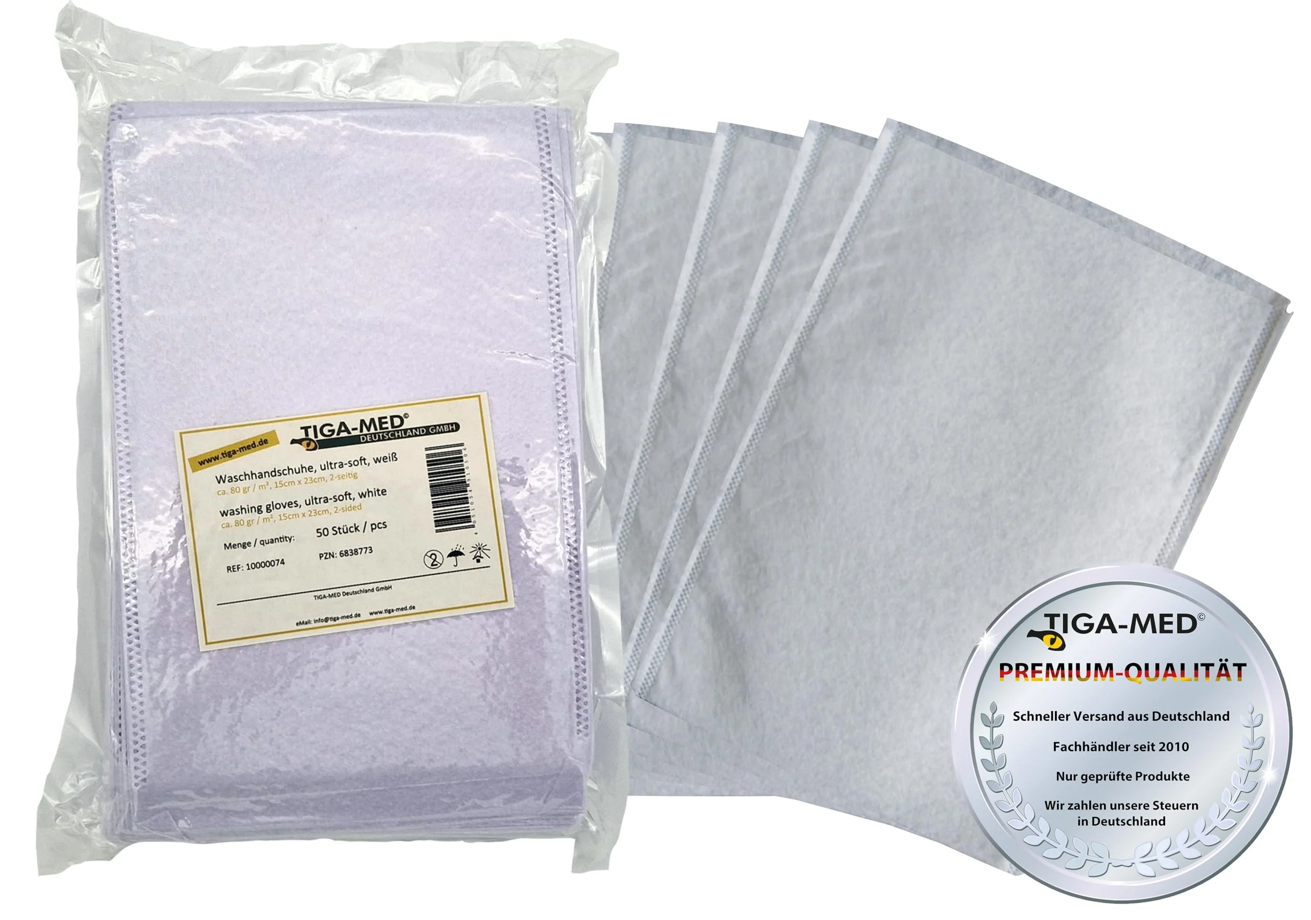 White Disposable Washcloth – Ultrasoft Molton Original Tiga-Med Quality, Pack of 100