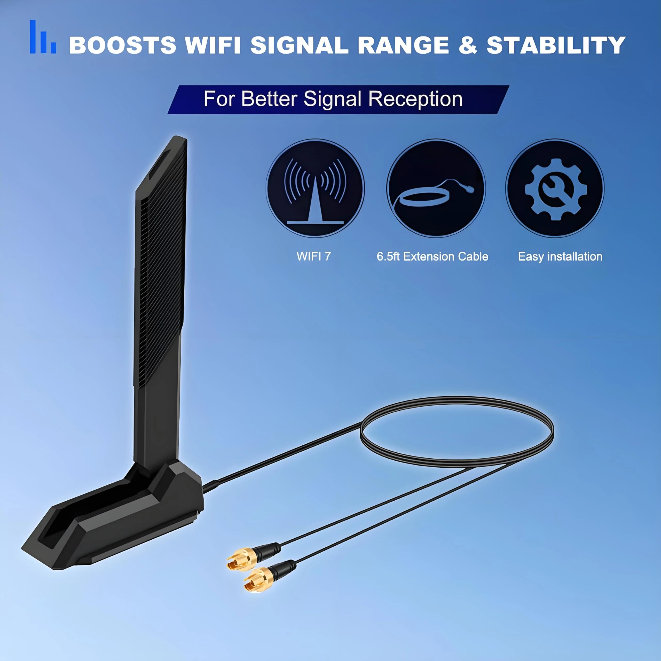 WiFi 7 Gaming Motherboard Magnetic Base Replacement Antenna with New Interface (NOT RP-SMA) for ASUS ROG Strix ASUS TUF/ROG Crosshair/Prime/ProArt Series WiFi 7 Gaming Motherboard, Slinkdsco Wifi 7 Antenna - Image 5