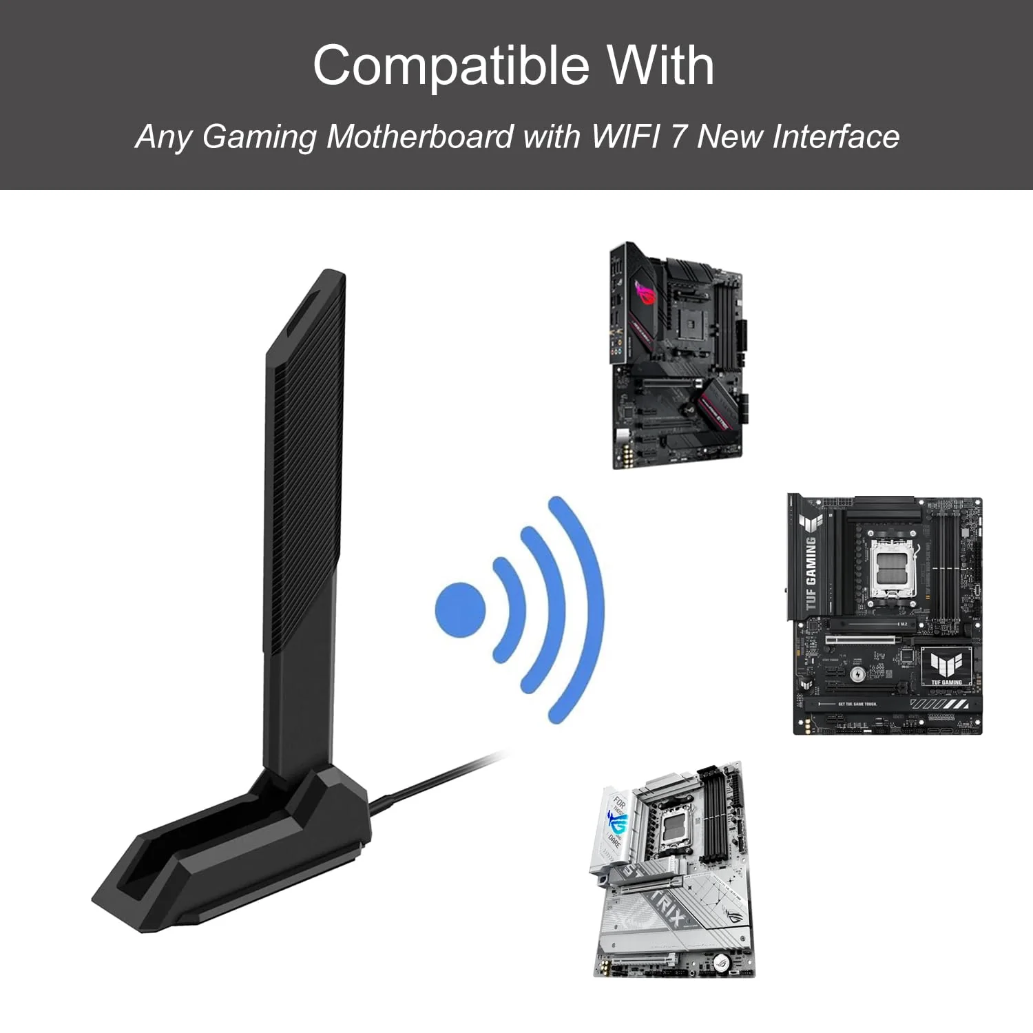 WiFi 7 Gaming Motherboard Magnetic Base Replacement Antenna with New Interface (NOT RP-SMA) for ASUS ROG Strix ASUS TUF/ROG Crosshair/Prime/ProArt Series WiFi 7 Gaming Motherboard, Slinkdsco Wifi 7 Antenna - Image 6