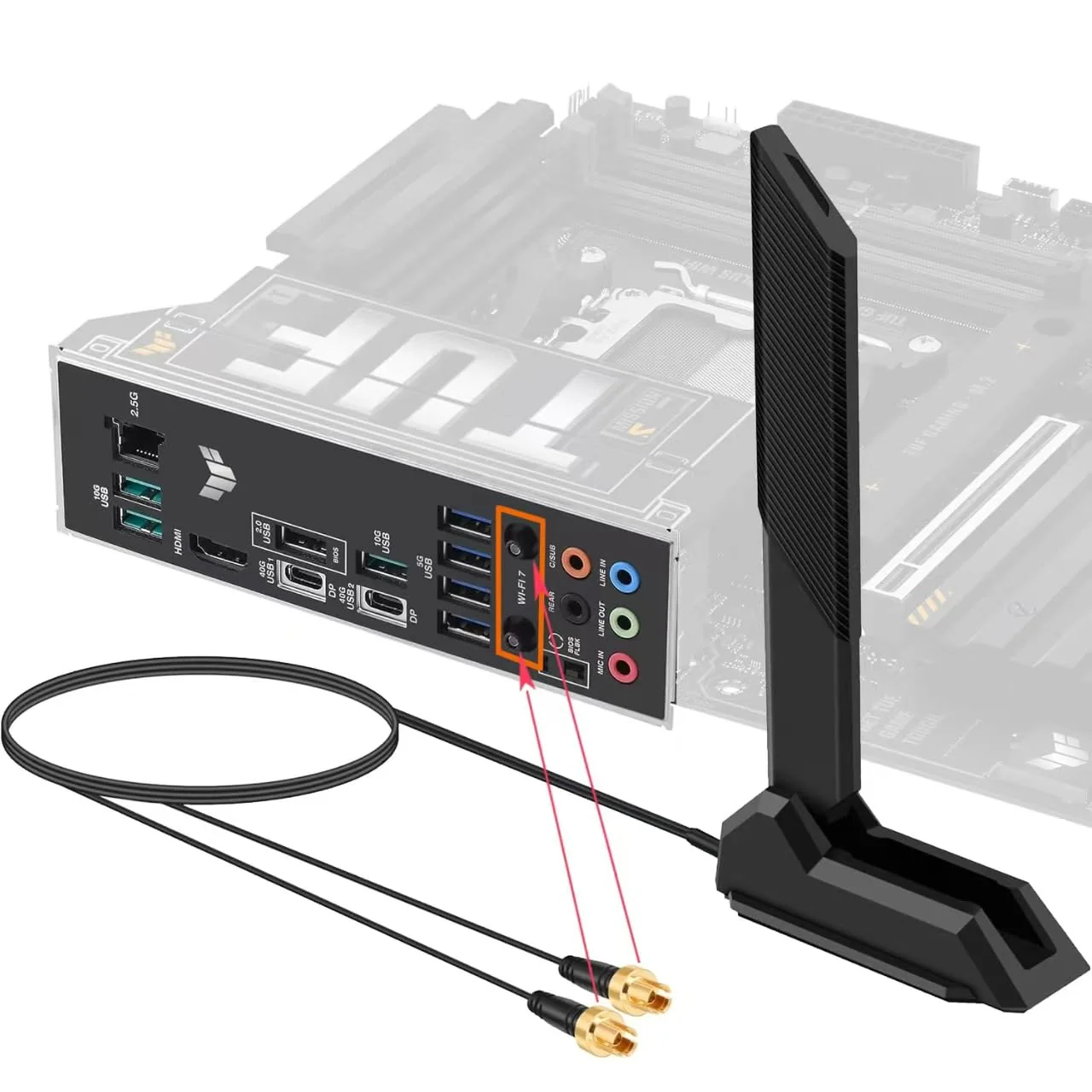 WiFi 7 Gaming Motherboard Magnetic Base Replacement Antenna with New Interface (NOT RP-SMA) for ASUS ROG Strix ASUS TUF/ROG Crosshair/Prime/ProArt Series WiFi 7 Gaming Motherboard, Slinkdsco Wifi 7 Antenna - Image 8