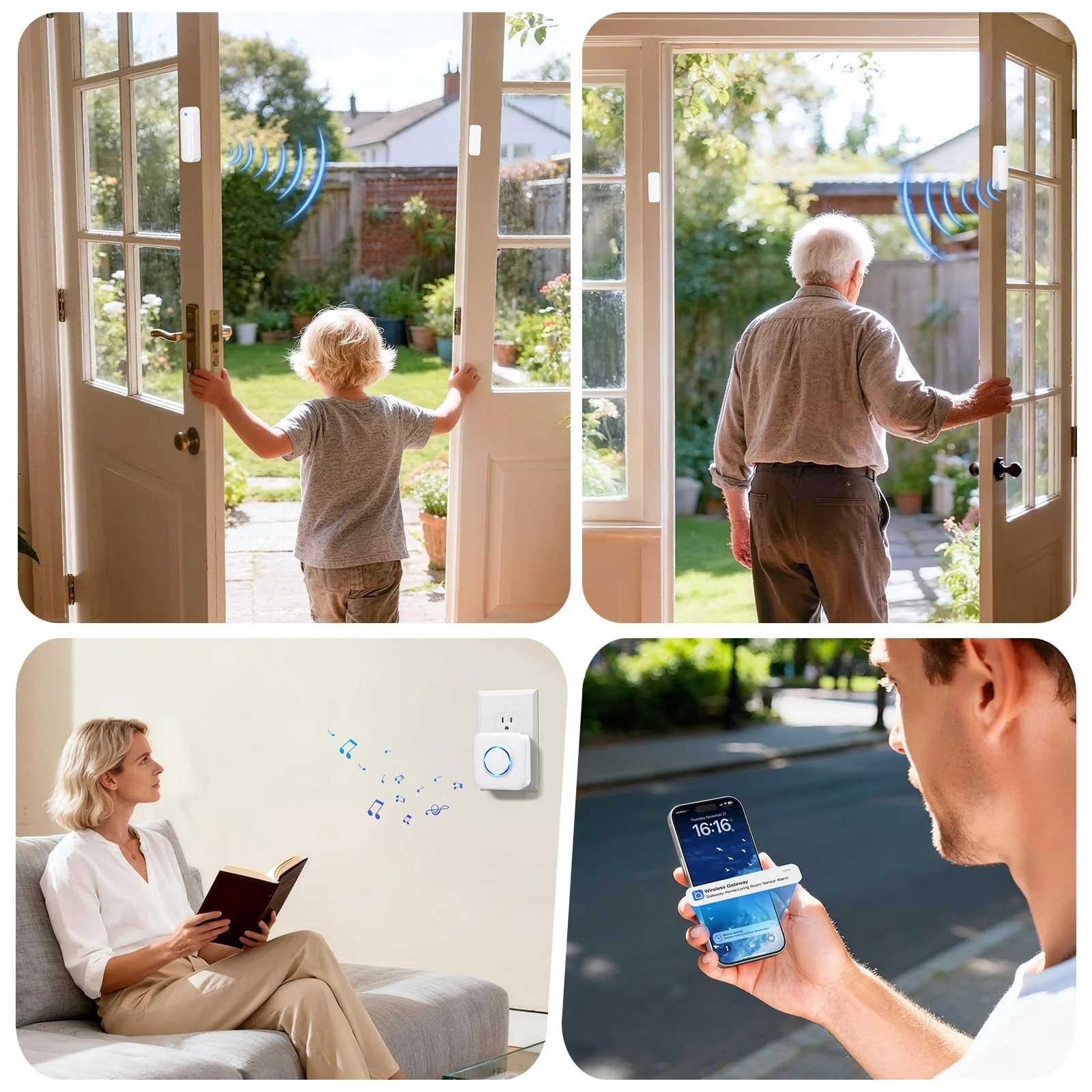 WiFi Door Sensor Chime, Smart Door Open Alert Window Sensor for Business/Home/Kids Safety, Real-Time App Notification, 500ft Range, 32 Melodies, 5 Volume Levels, Window Contact Sensor Alarm Kit White 3 - Image 4