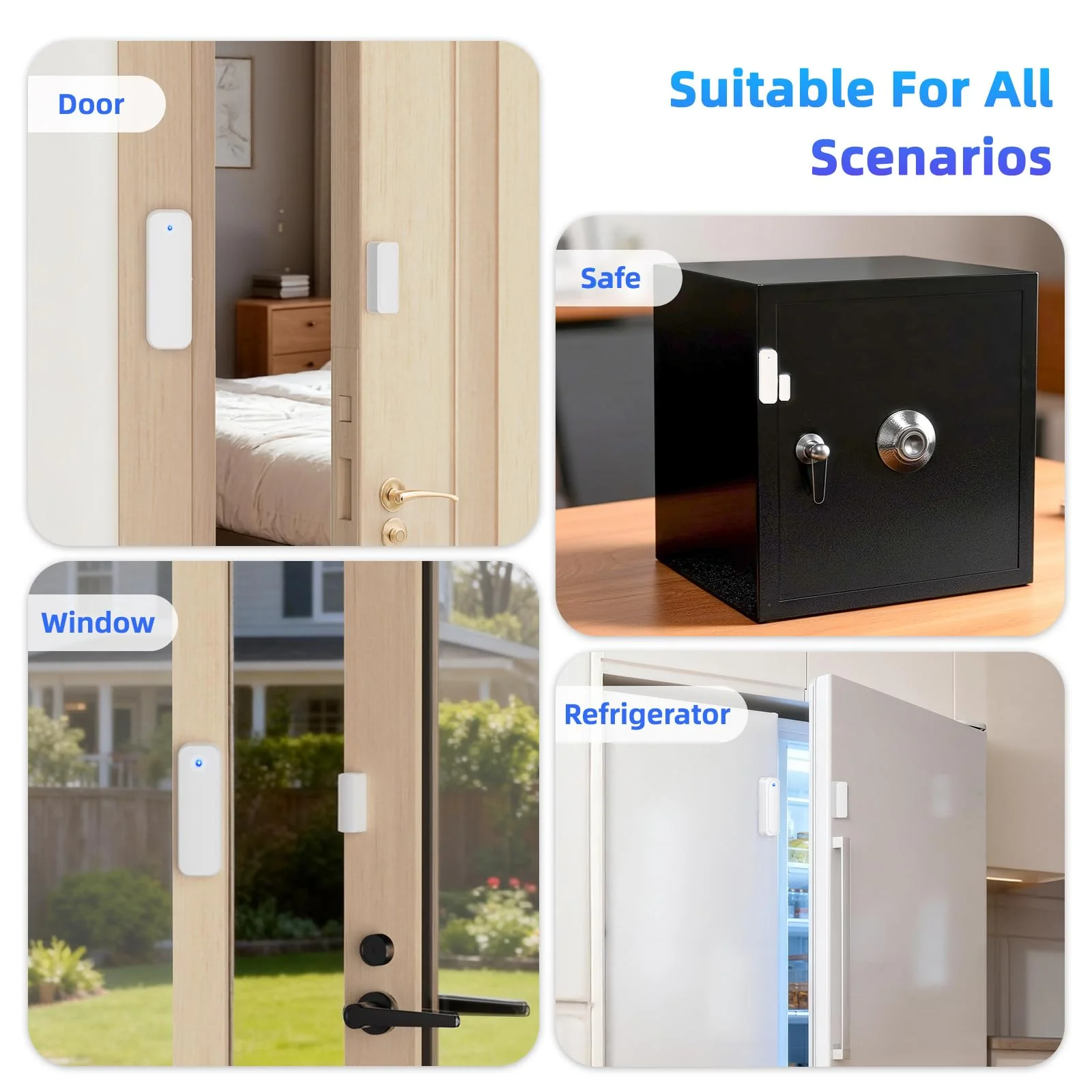 WiFi Door Sensor Chime, Smart Door Open Alert Window Sensor for Business/Home/Kids Safety, Real-Time App Notification, 500ft Range, 32 Melodies, 5 Volume Levels, Window Contact Sensor Alarm Kit White 3 - Image 7