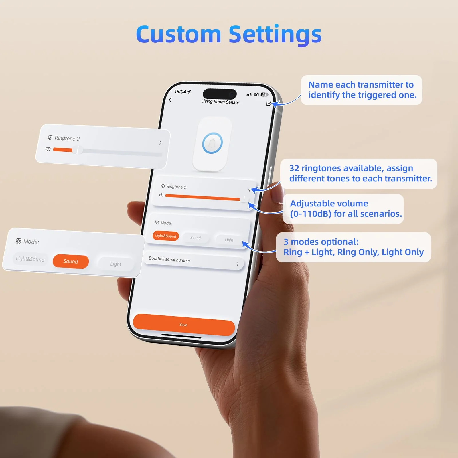 WiFi Door Sensor Chime, Smart Door Open Alert Window Sensor for Business/Home/Kids Safety, Real-Time App Notification, 500ft Range, 32 Melodies, 5 Volume Levels, Window Contact Sensor Alarm Kit White 3 - Image 8