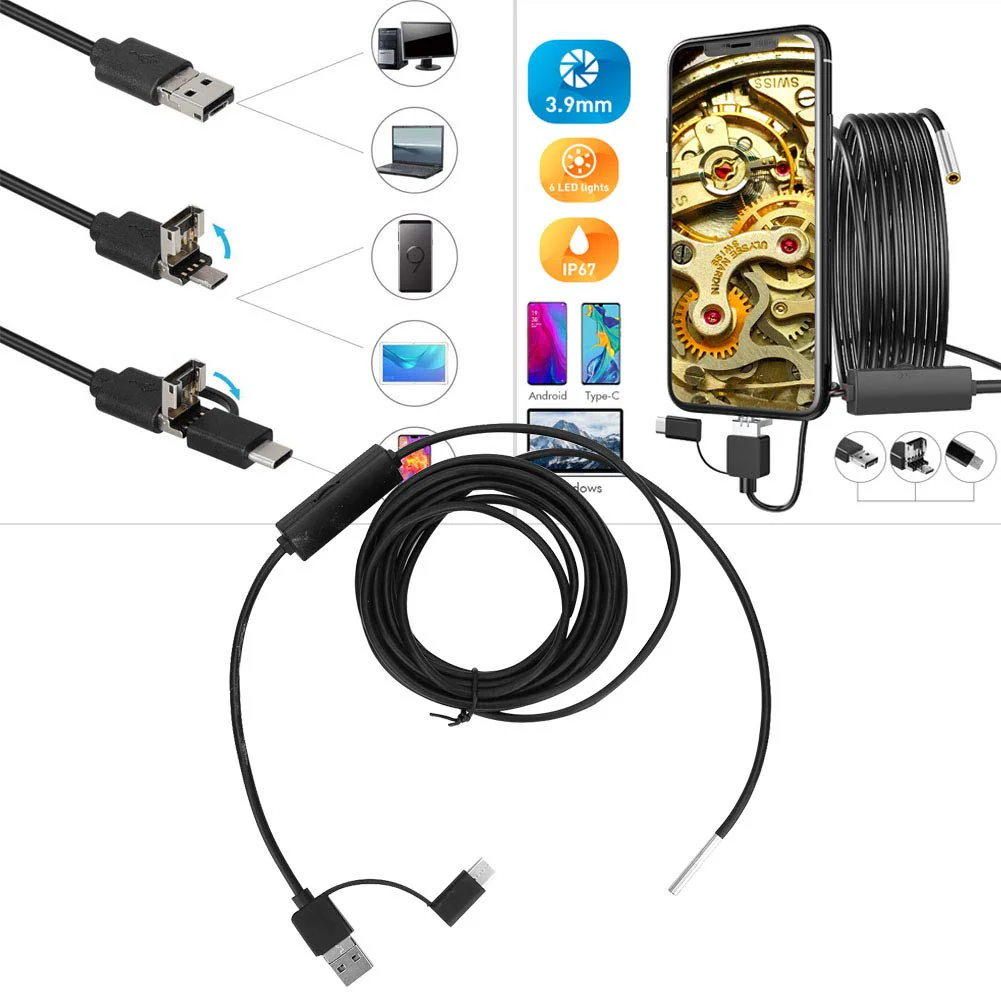 WiFi Endoscope, 3.9mm Waterproof Endoscope, High Resolution Waterproof Endoscope, with a High Resolution Camera with 1280*720.6 Adjustable LED Lights (3.5M) - Image 5