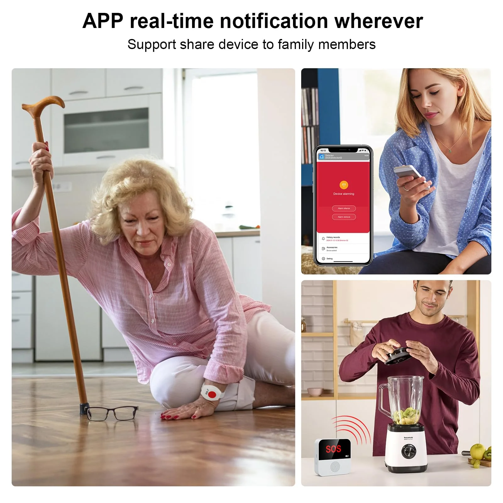 WiFi Pager, Caregiver Pagers Life Alert Systems for Seniors no Monthly Fee, 1 Receiver and 1 SOS Panic Button & 1 Watch Pager, Compatible with Tuya Smart/Smart Life APP 1 Receiver+1 Watch+1 Button - Image 5