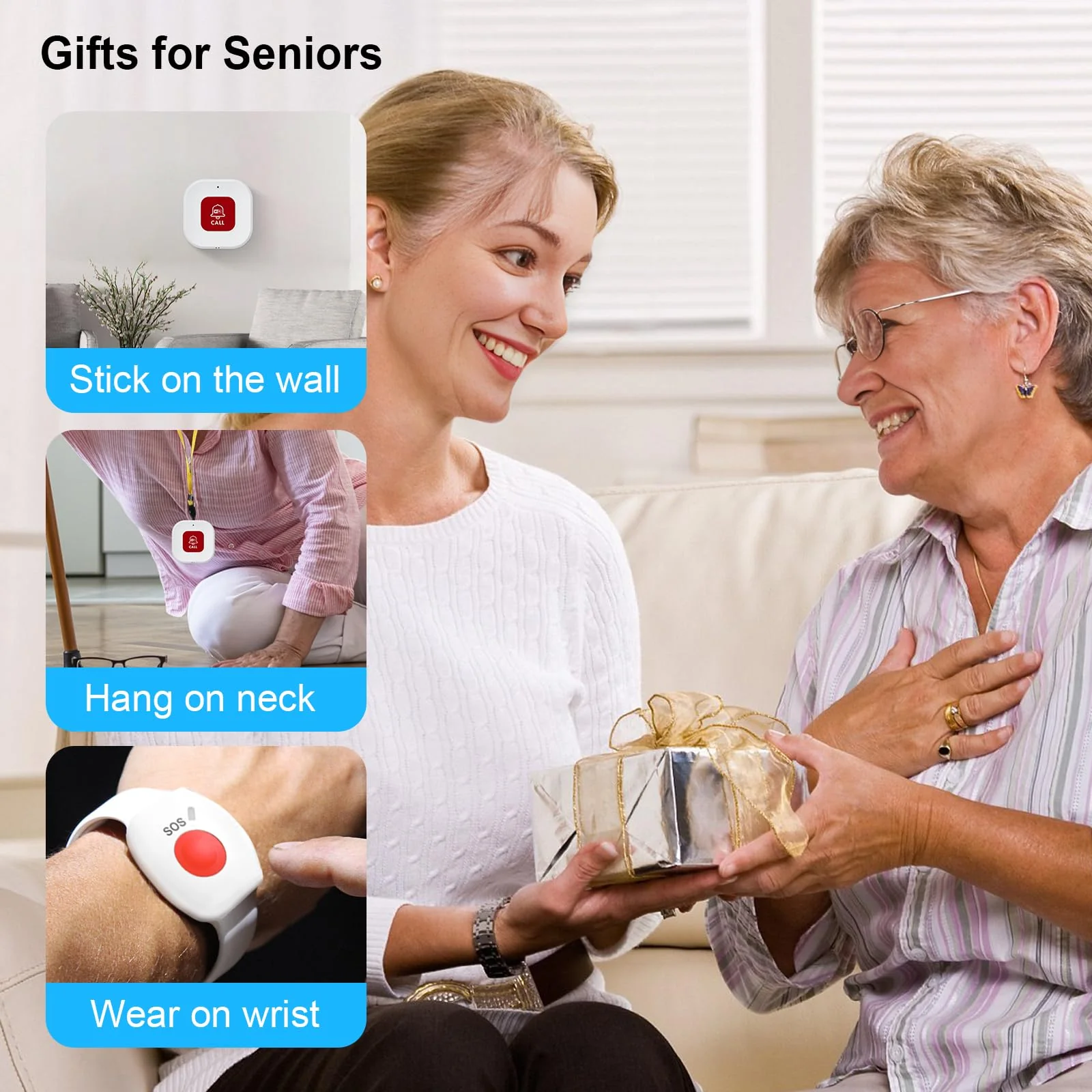 WiFi Pager, Caregiver Pagers Life Alert Systems for Seniors no Monthly Fee, 1 Receiver and 1 SOS Panic Button & 1 Watch Pager, Compatible with Tuya Smart/Smart Life APP 1 Receiver+1 Watch+1 Button - Image 7