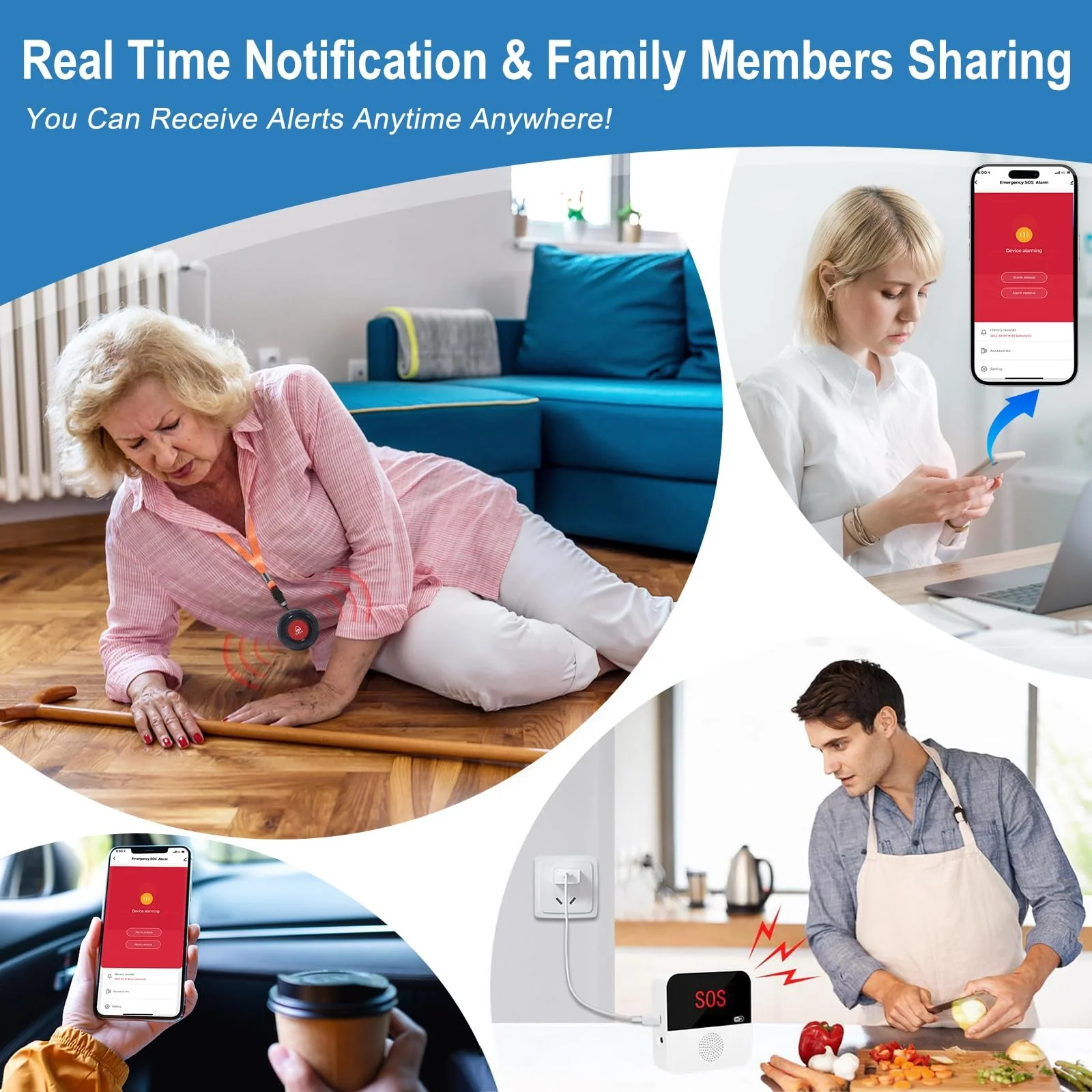 WiFi Smart Wireless Caregiver Pager Call Button Emergency Alert System Life Alert Button for Elderly Patient Seniors Disabled 1 SOS Panic Button 1 Receiver(Only Supports 2.4GHz & No Monthly Fee) 1 Button & 1 Receiver - Image 2