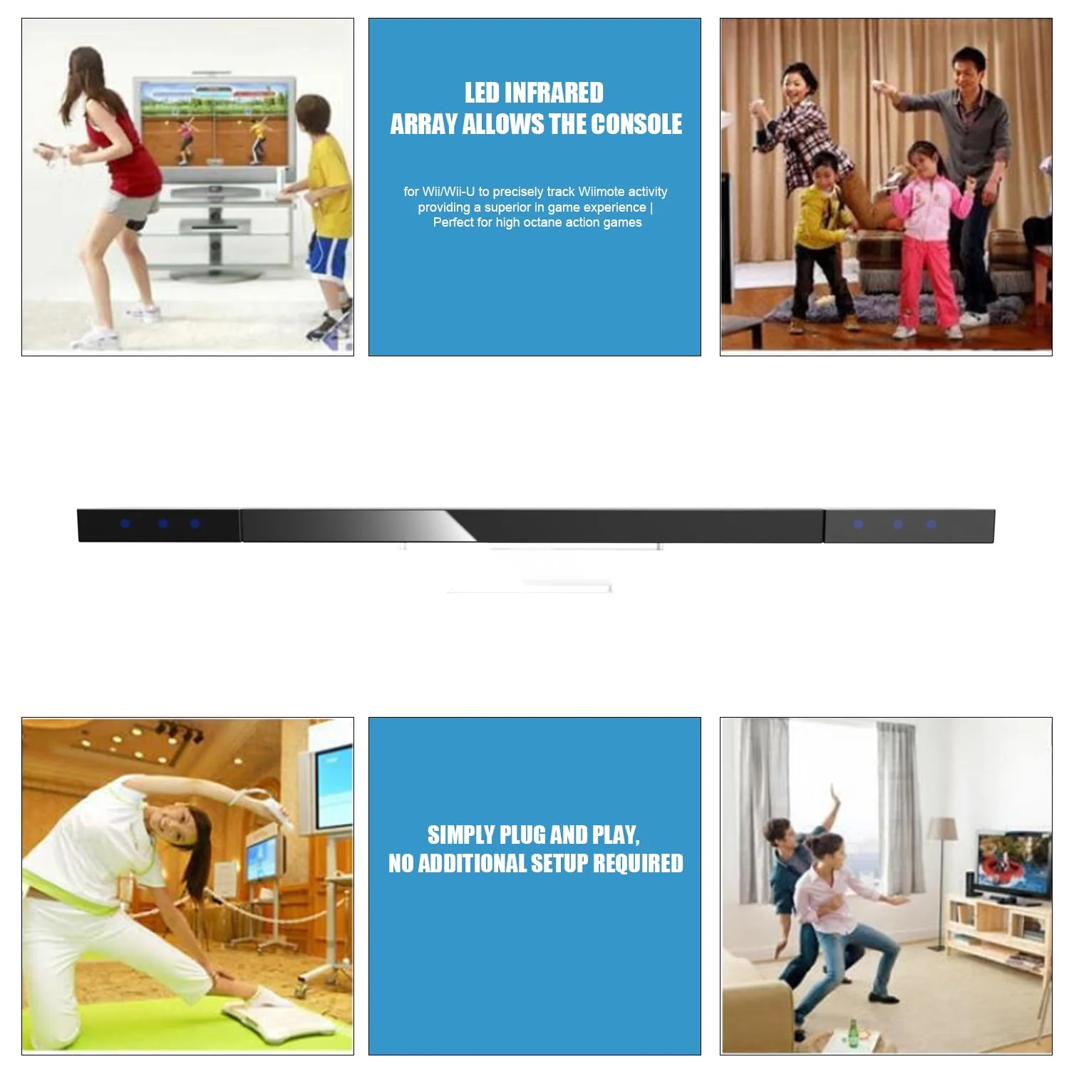 Wii Sensor bar, Wired Infrared Sensor Bar for Wii, Replacement Wired Infrared IR Ray Motion Sensor Bar Compatible with Wii and Wii U Console - Image 3