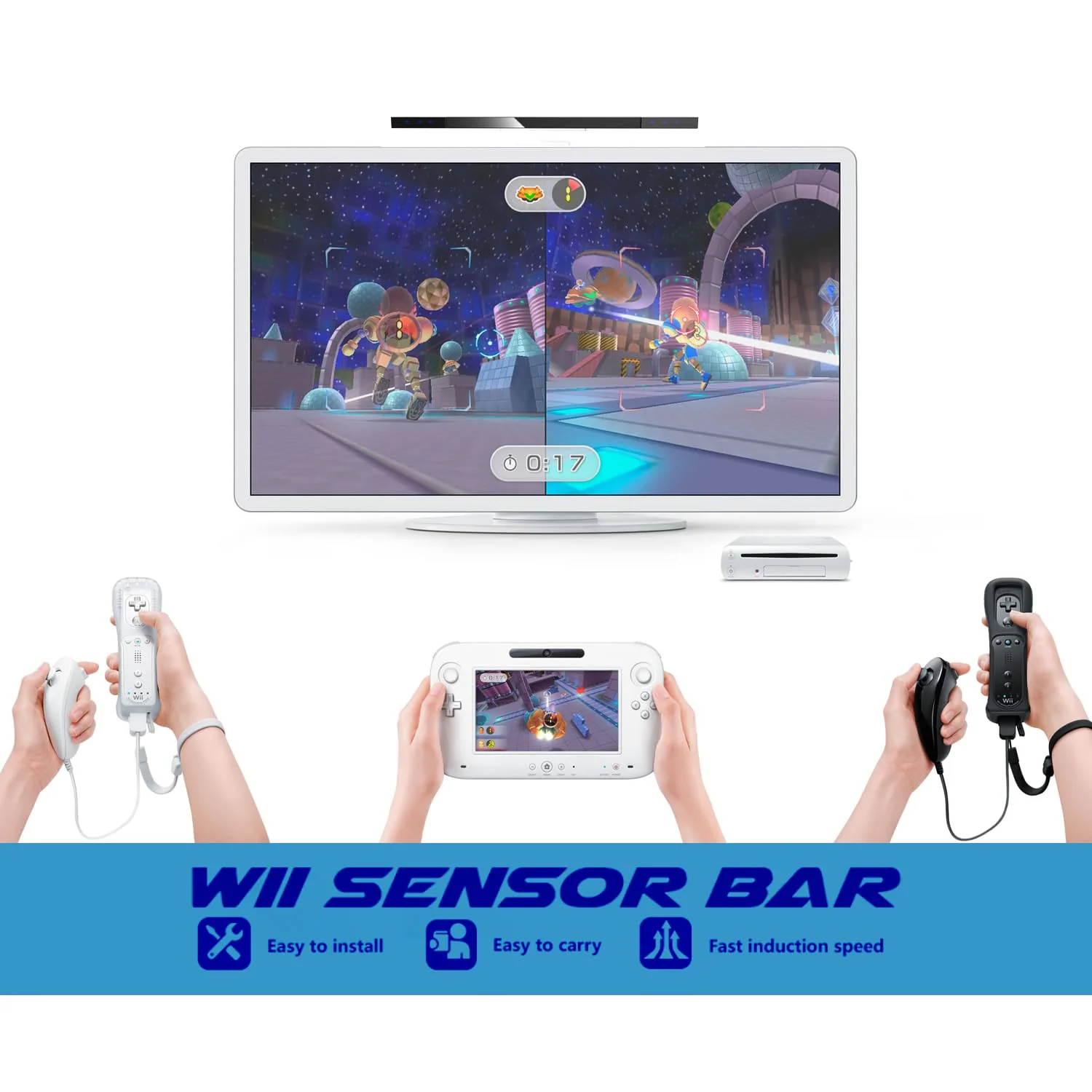 Wii Sensor bar, Wired Infrared Sensor Bar for Wii, Replacement Wired Infrared IR Ray Motion Sensor Bar Compatible with Wii and Wii U Console - Image 4
