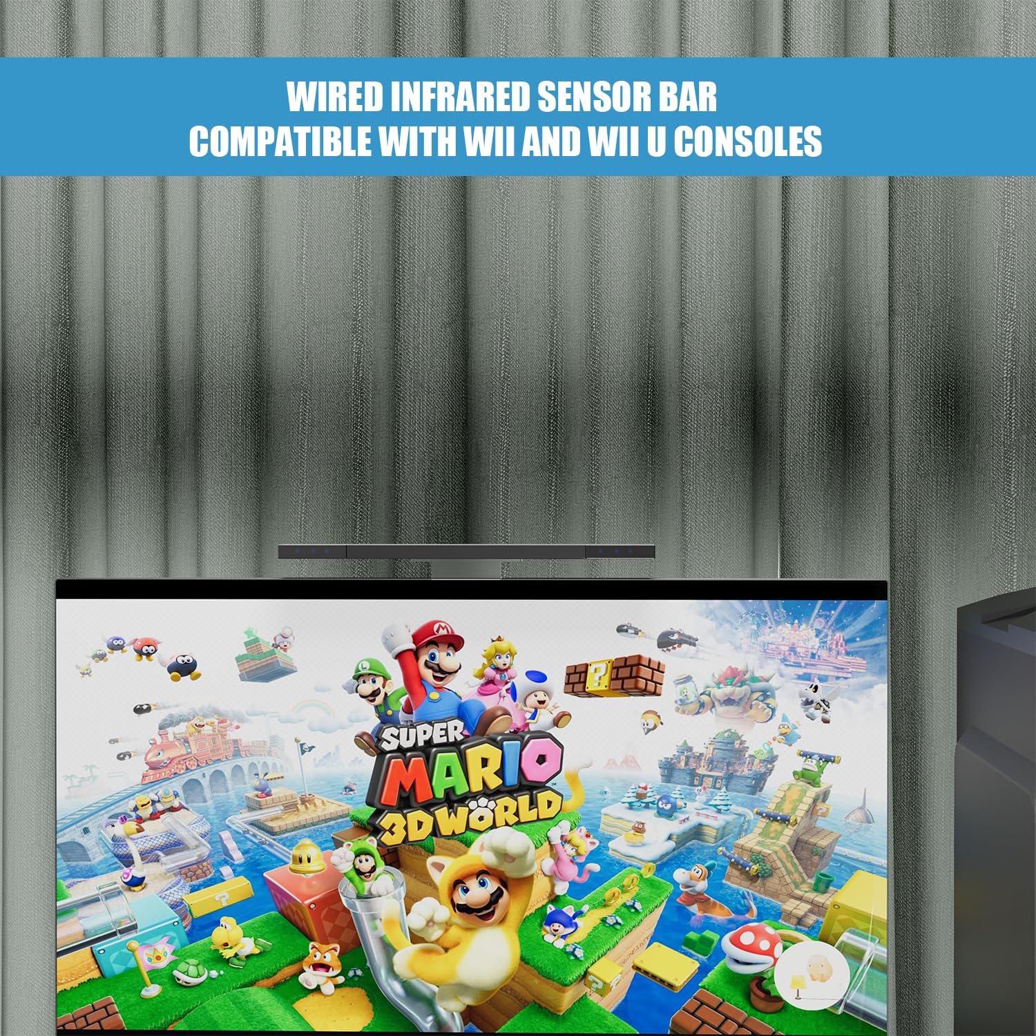 Wii Sensor bar, Wired Infrared Sensor Bar for Wii, Replacement Wired Infrared IR Ray Motion Sensor Bar Compatible with Wii and Wii U Console - Image 6