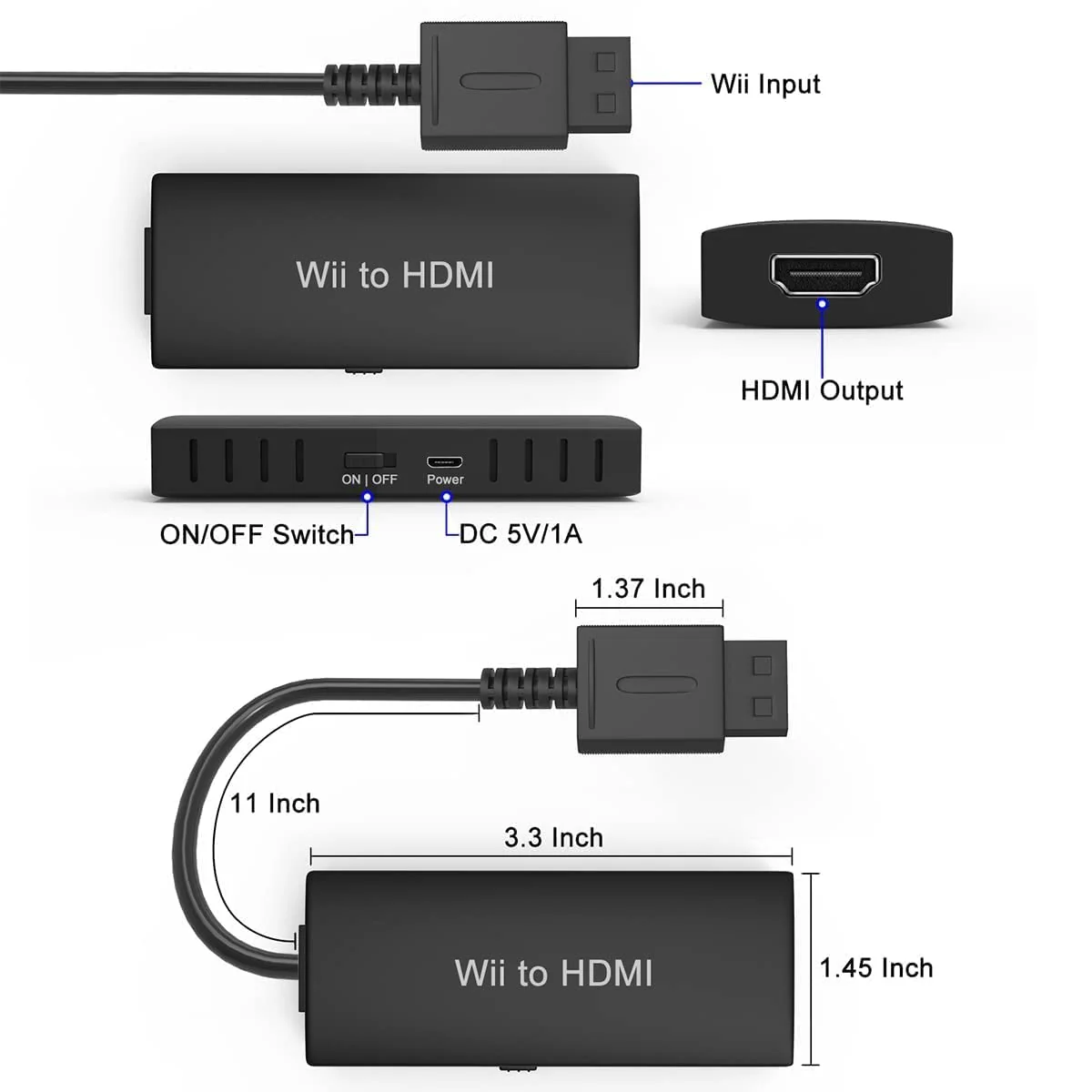 Wii to HDMI Adapter - Convert 1080P/720P Ypbpr Signals to Digital HDMI for Nintendo Wii and U Wii adapter with cable - Image 6