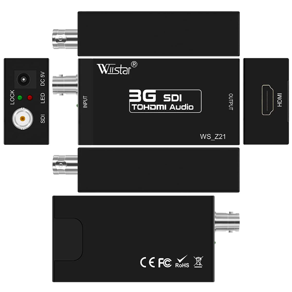 Wiistar SDI to HDMI Converter 3G/HD-SDI to HDMI Audio Video Adapter Full HD 1080P for Camera CCTV Showing on HD Display - Image 6