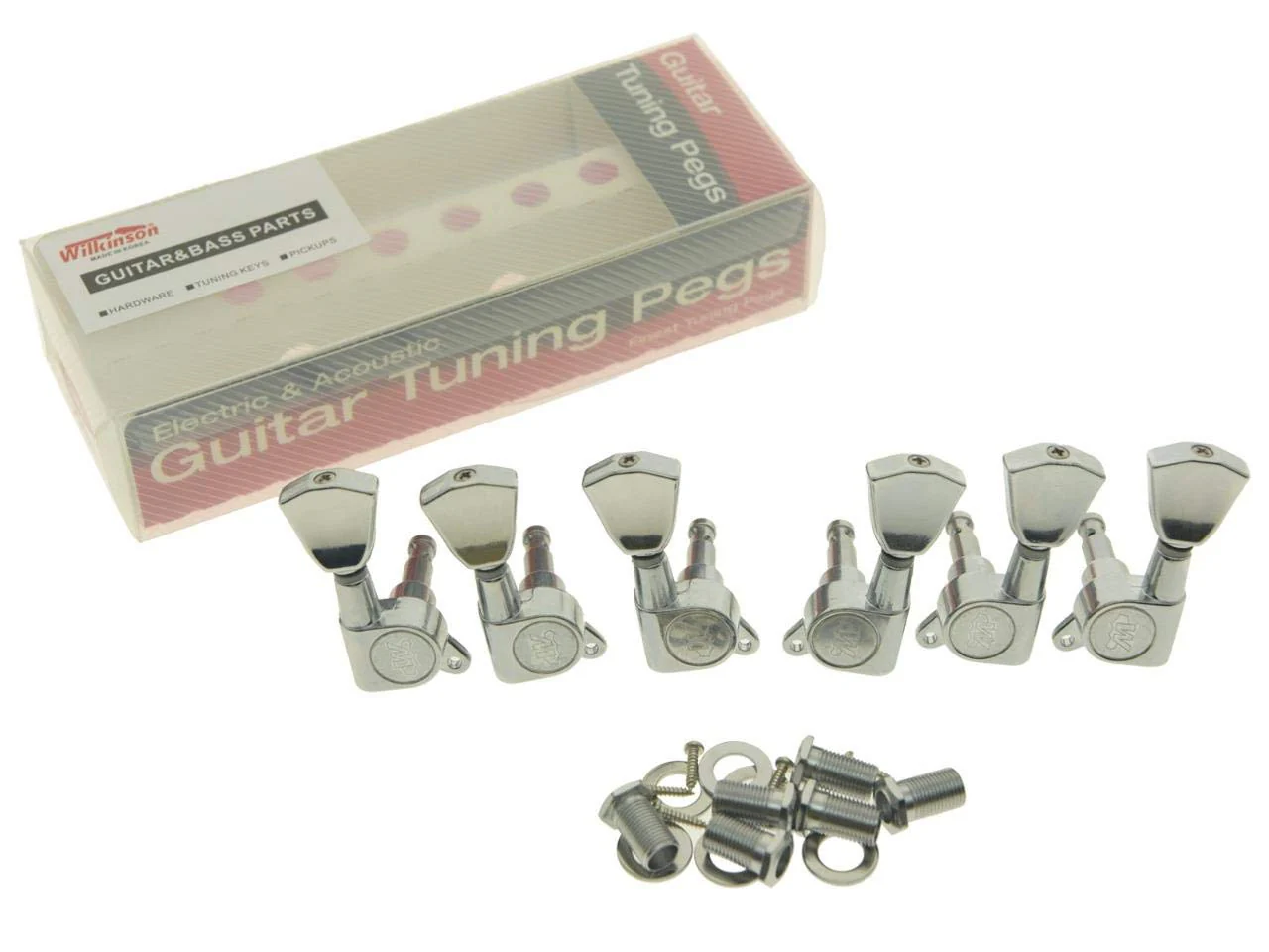 Wilkinson 3L3R Chrome E-Z Post Guitar Tuners EZ Post Guitar Tuning Keys Pegs Machine Heads with Tulip Button for Les Paul or Acoustic Guitar - Image 2