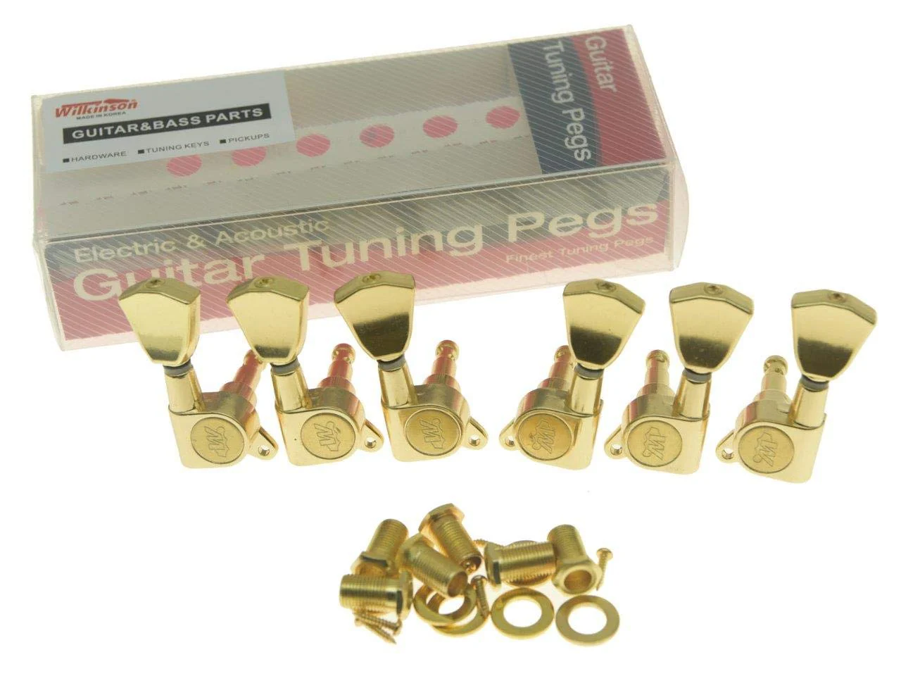 Wilkinson 3x3 Gold E-Z Post Guitar Tuners E-Z Post Guitar Tuning Keys Pegs Machine Heads with Tulip Buttons - Image 2