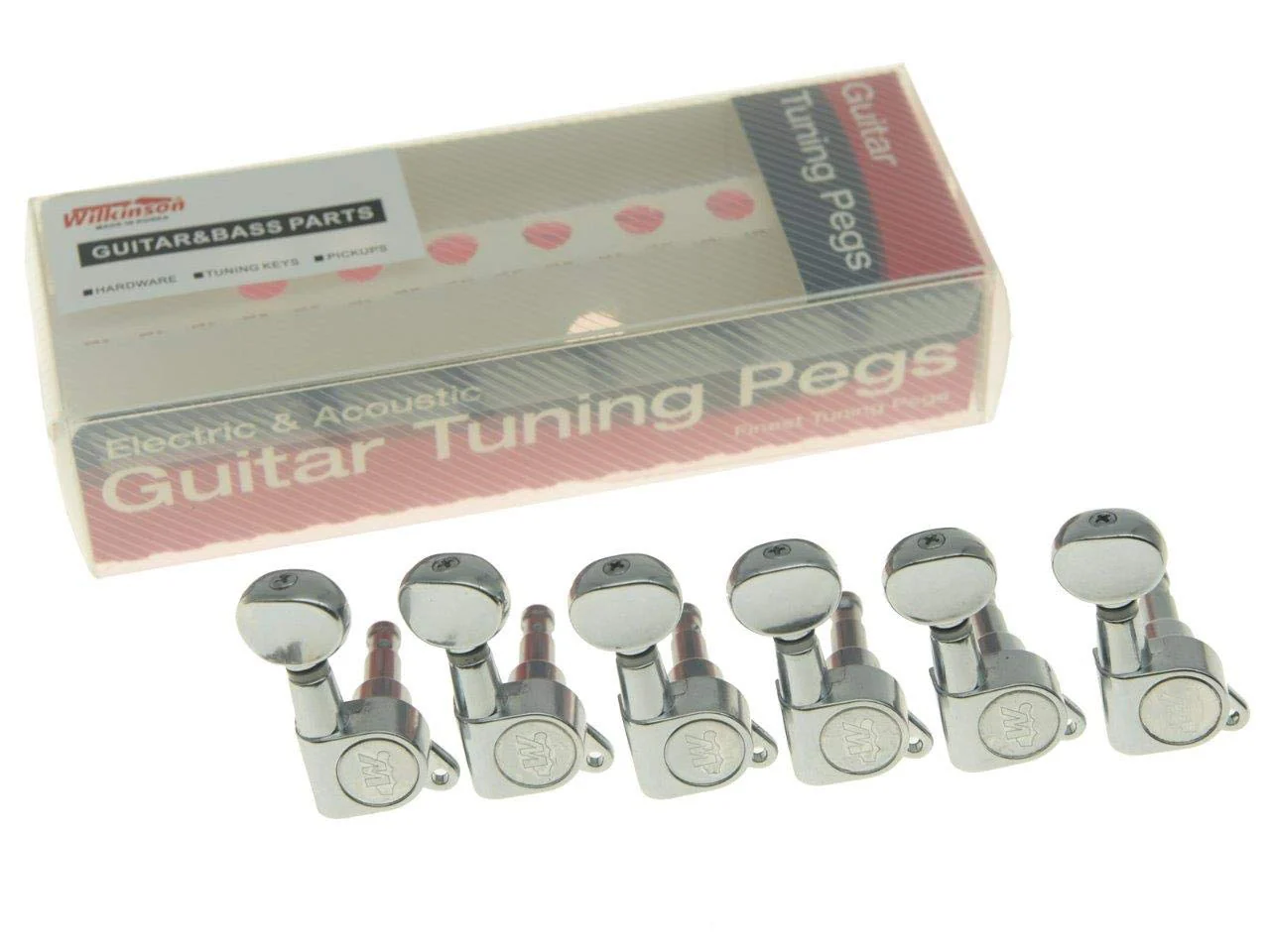 Wilkinson 6 Inline Chrome E-Z-LOK Post Guitar Tuners E-Z Post Guitar Tuning Keys Machine Heads with Mini Oval Button Chrome/Black/Gold - Image 2
