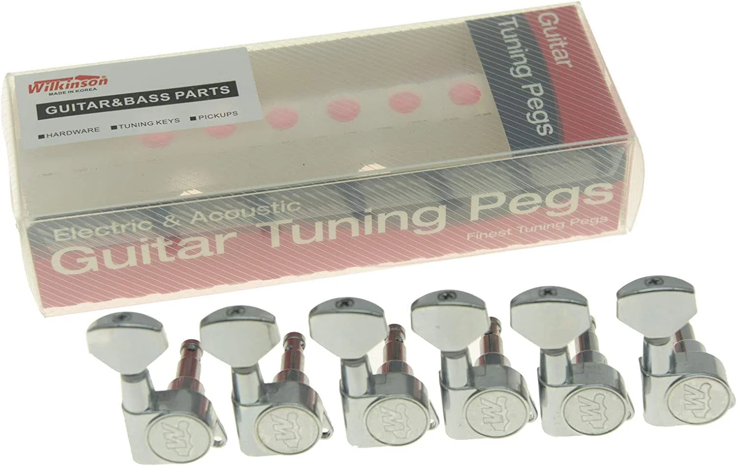 Wilkinson 6 Inline Chrome E-Z Post Guitar Tuners Tuning Keys for Strat Tele - Image 2