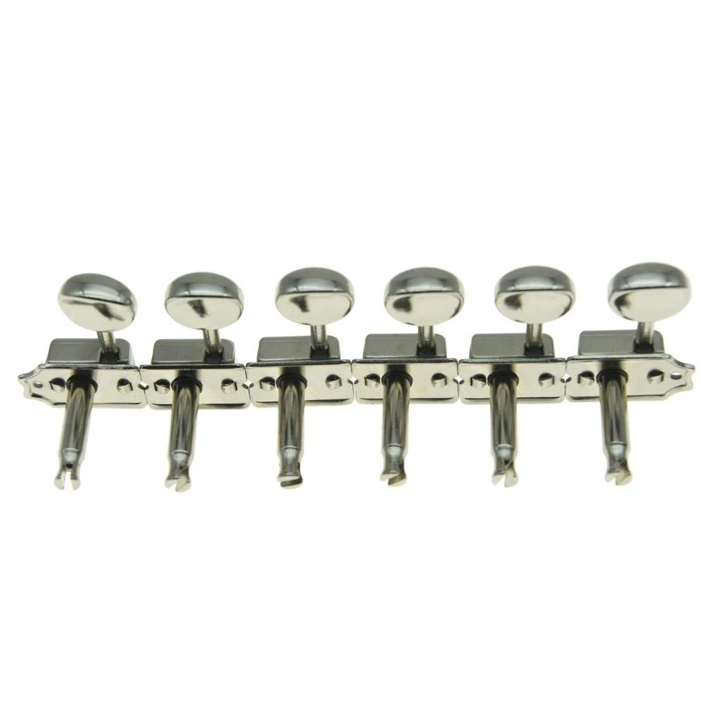 Wilkinson Deluxe 6 Inline Vintage Guitar Tuners with Split Post Guitar Tuning Keys Peg Machine Heads for Strat/Tele Guitars Nickel - Image 3